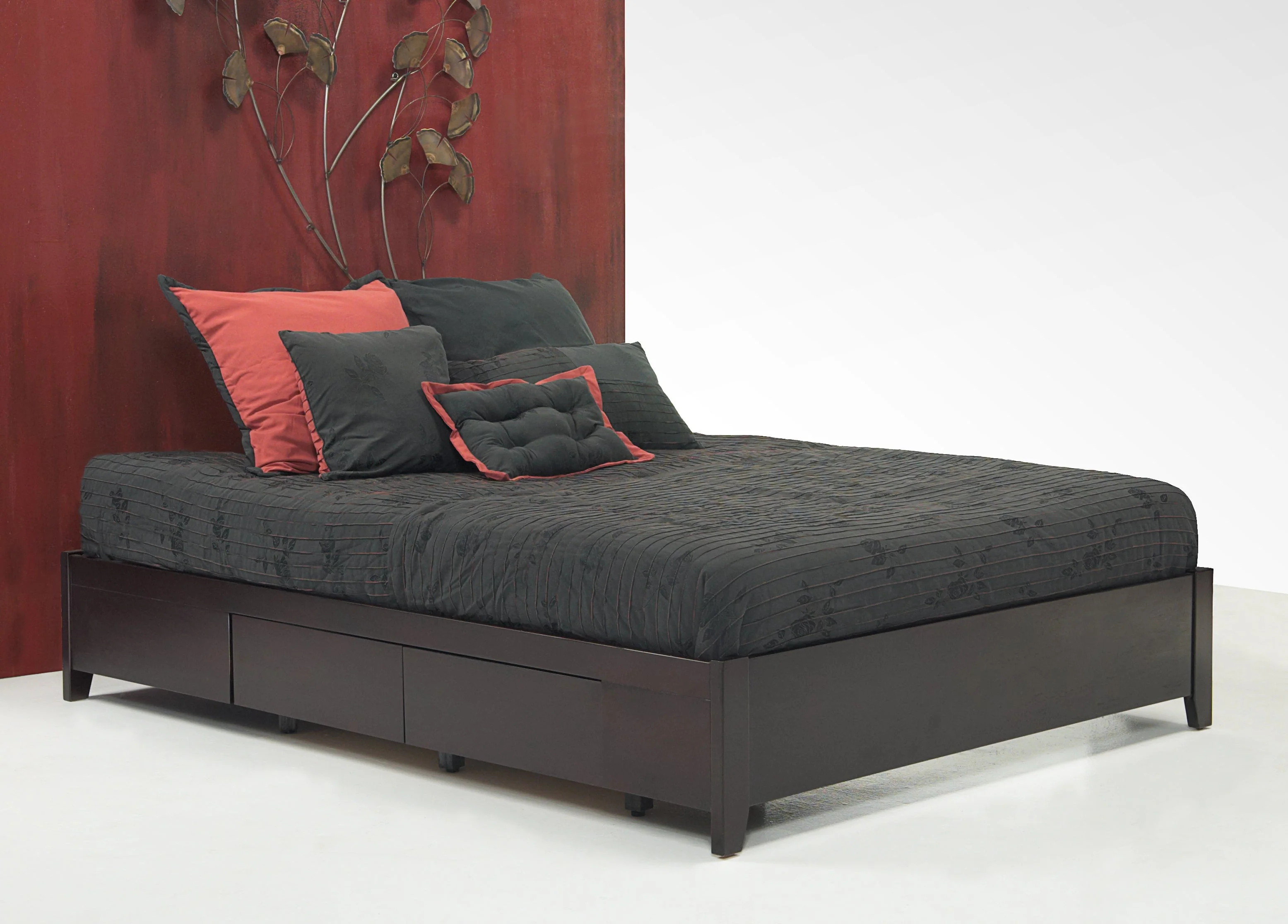 Simple Wood California King  Storage Bed in Espresso - Image 3