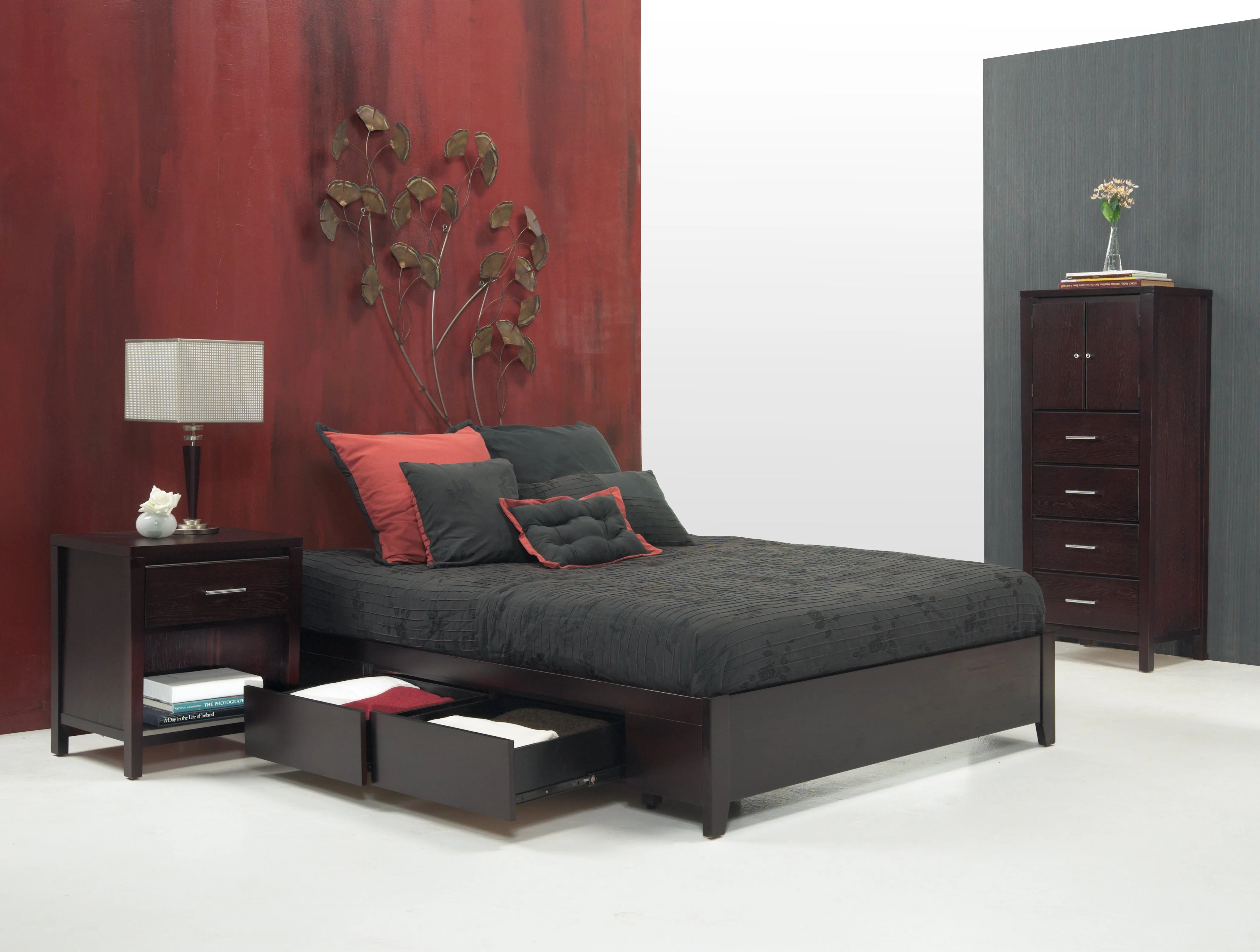 Simple Wood California King  Storage Bed in Espresso - Image 8