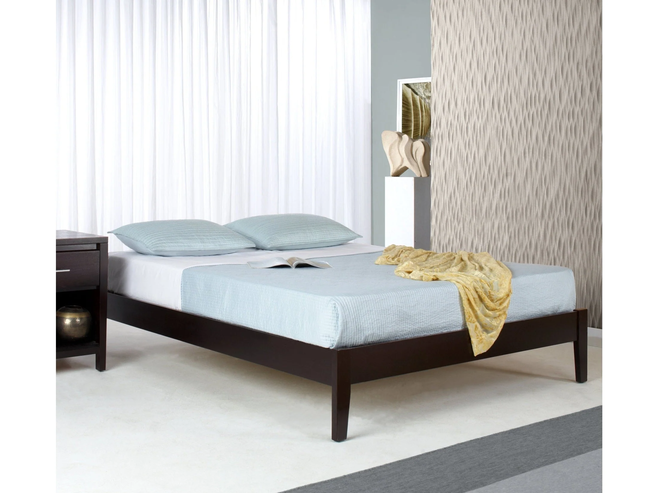 Simple Wood Twin Platform Bed in Espresso
