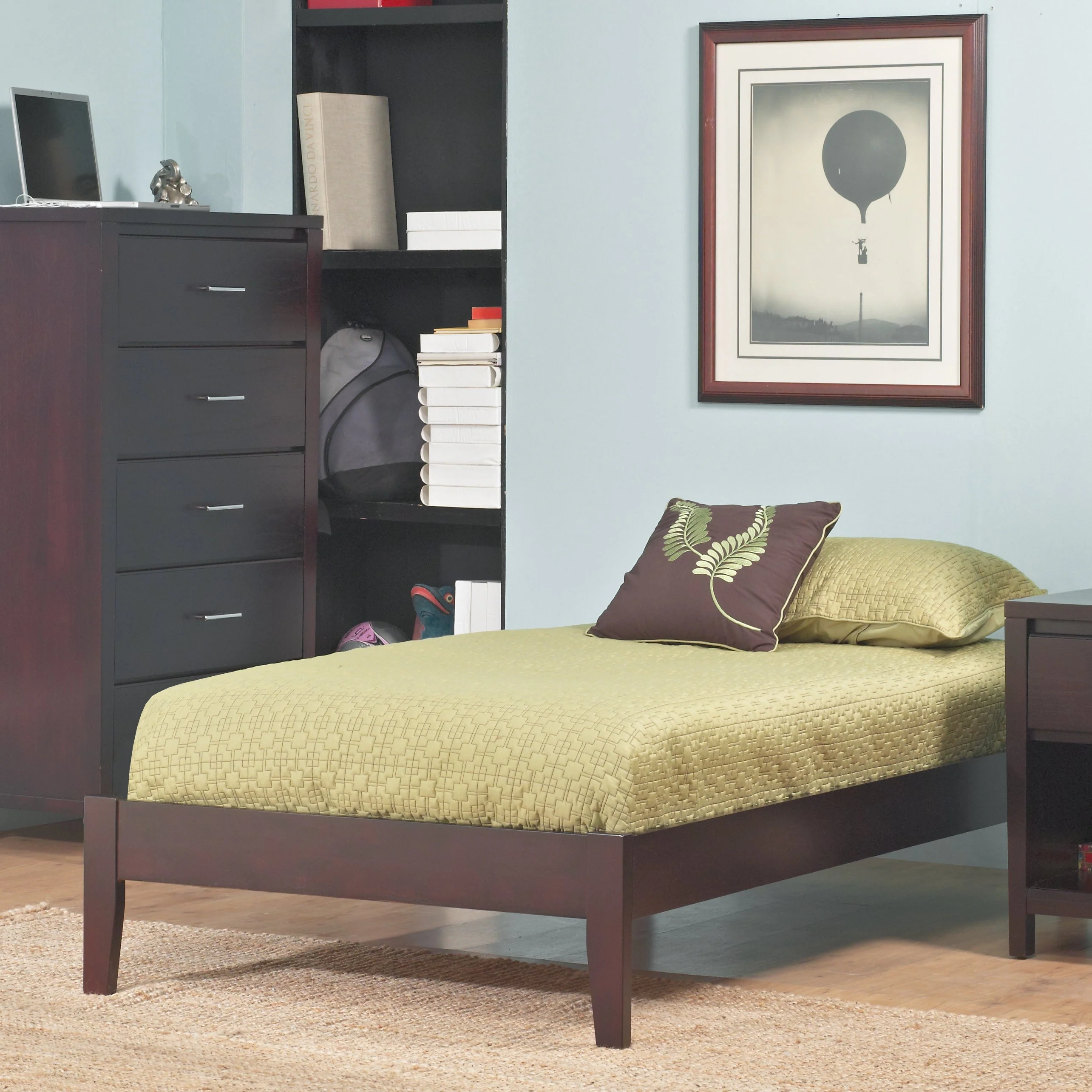 Simple Wood Twin Platform Bed in Espresso - Image 2