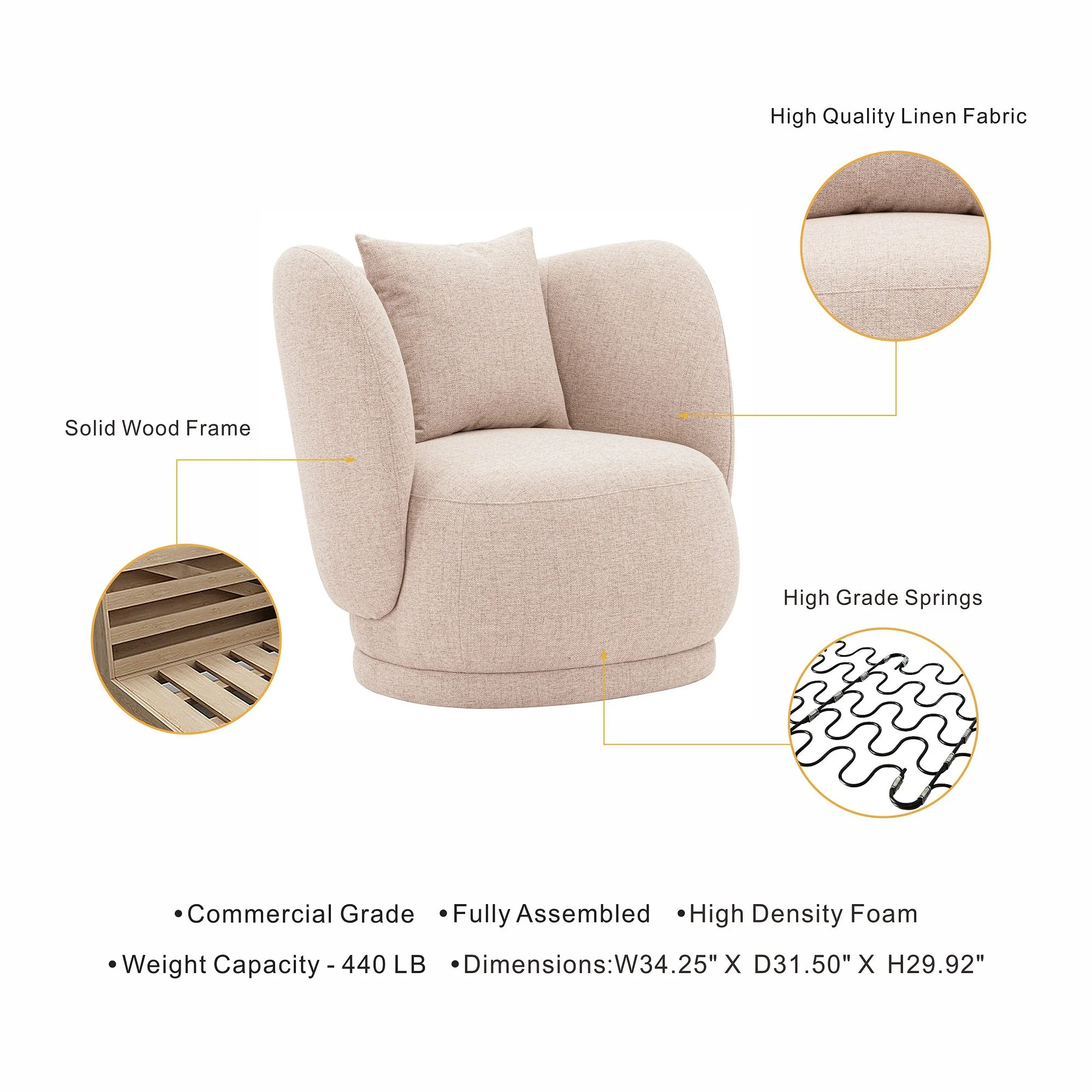 Siri 2 Piece Sofa and Accent Chair Set in Wheat - Image 11