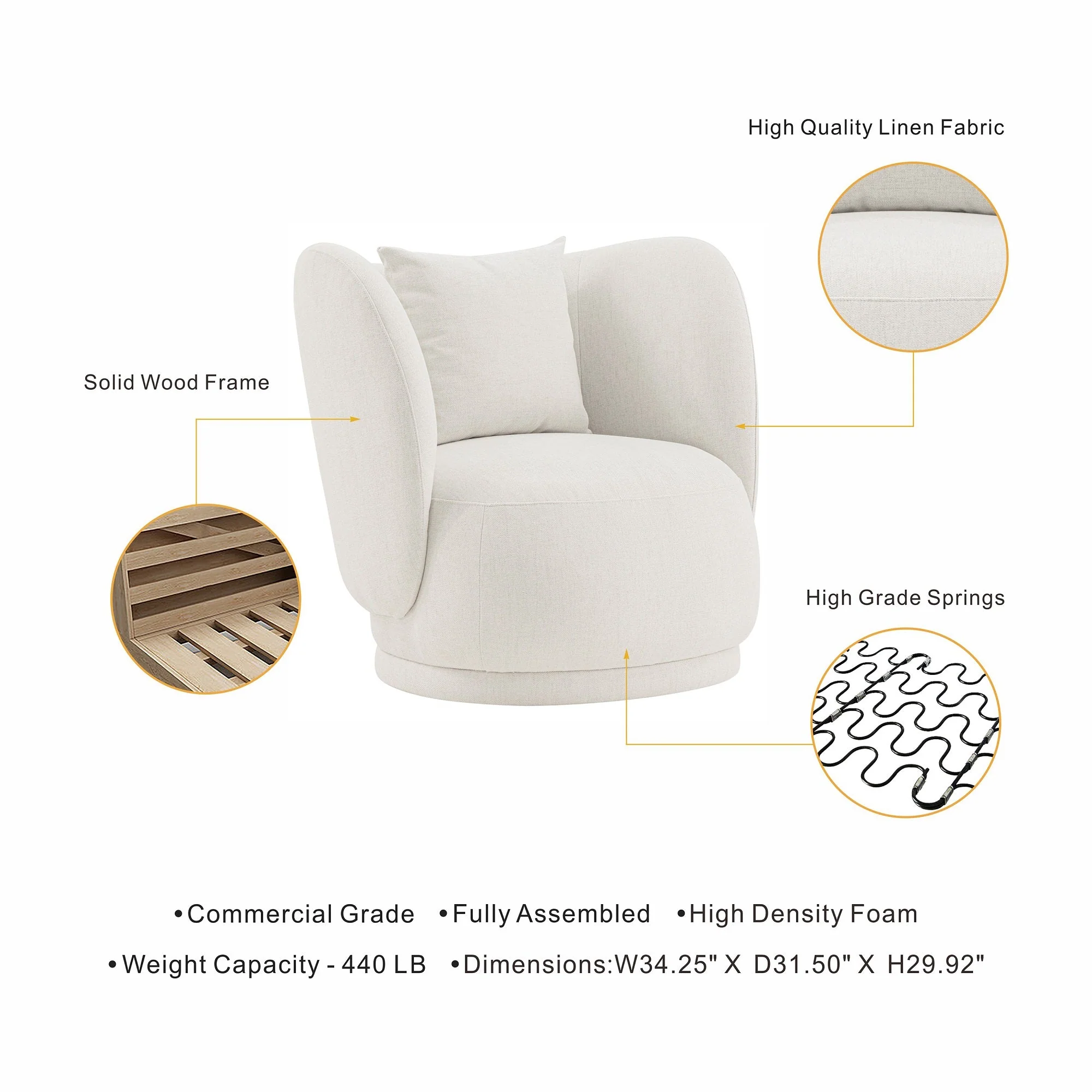 Siri Accent Chair in Cream (set of 2) - Image 3