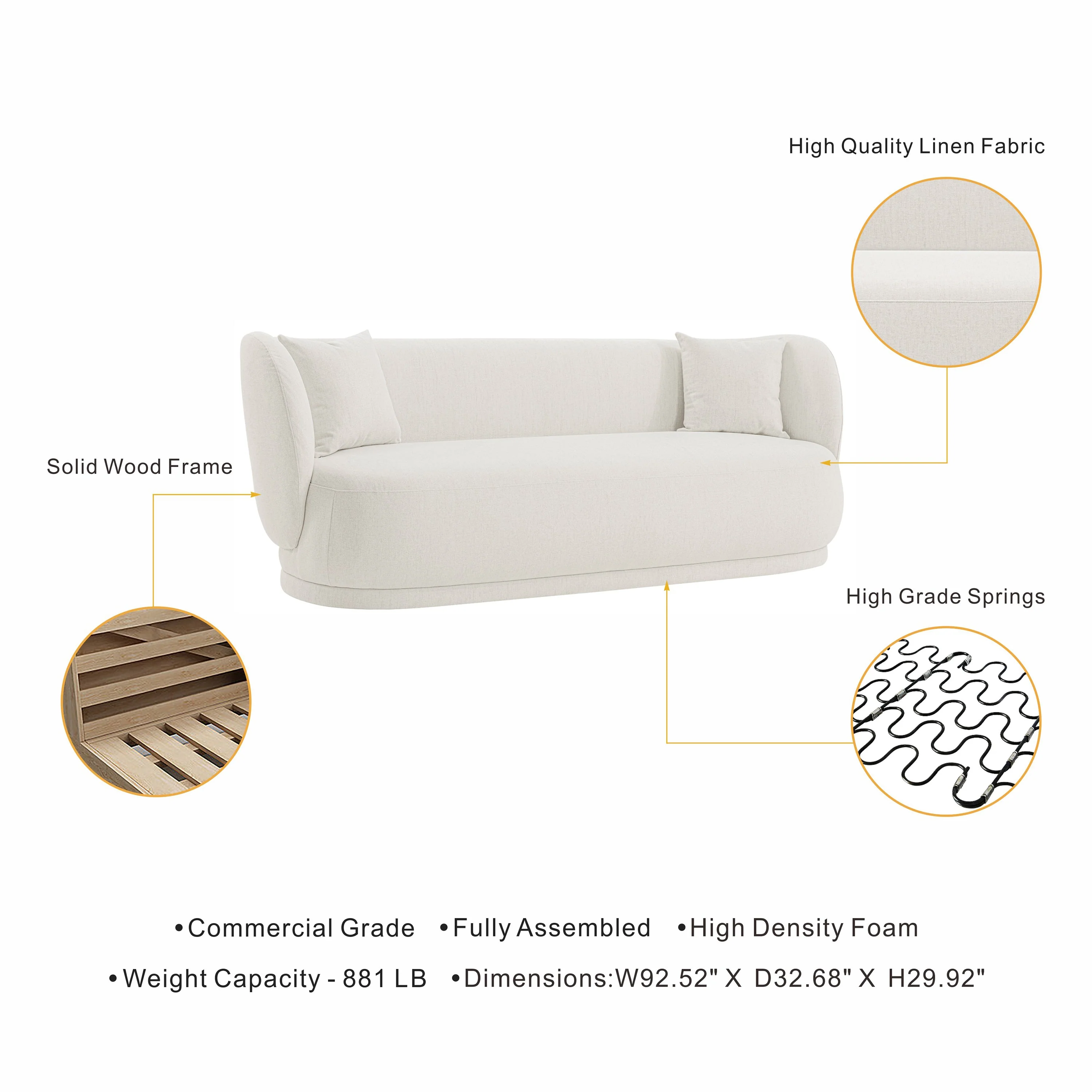 Siri Sofa in Cream - Image 4