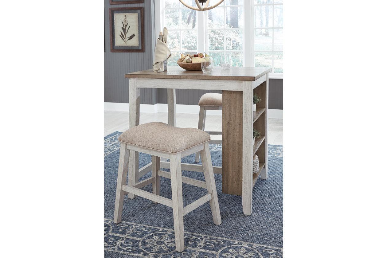 Skempton White And Light Brown 3 Piece Counter Height Dining Set - Image 3