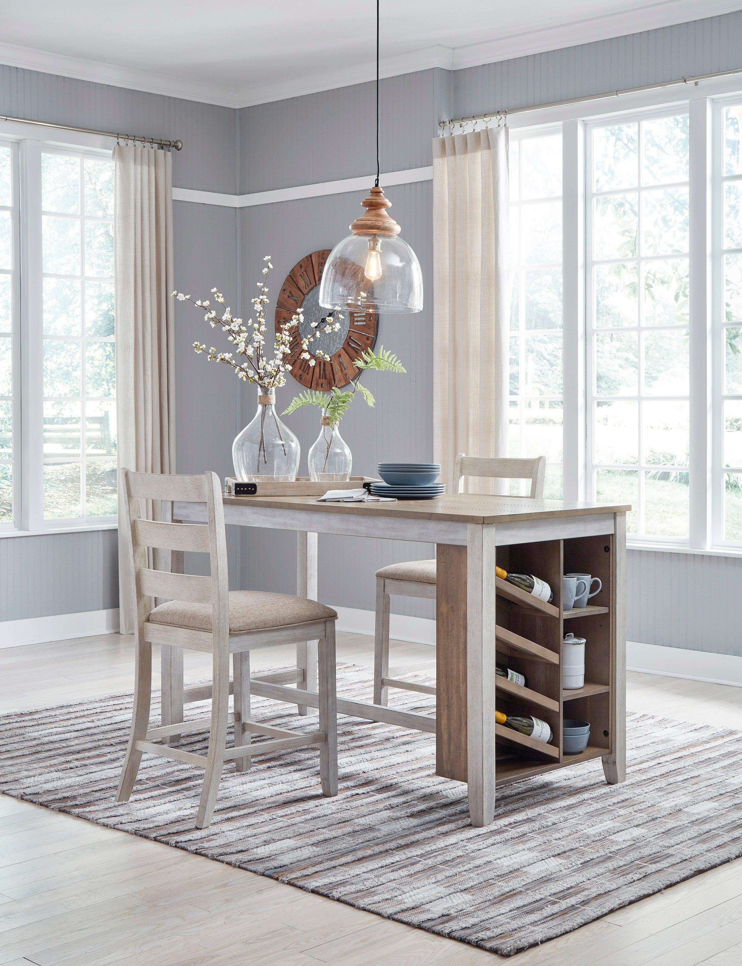 Skempton White And Light Brown 3-Piece Counter Height Set
