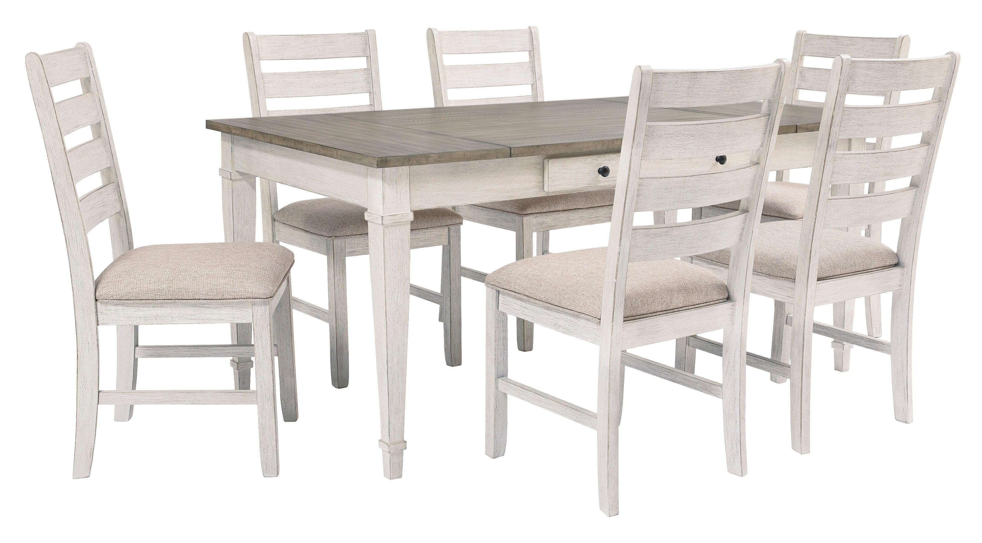 Skempton White/Light Brown Rectangular Dining Set - Image 4