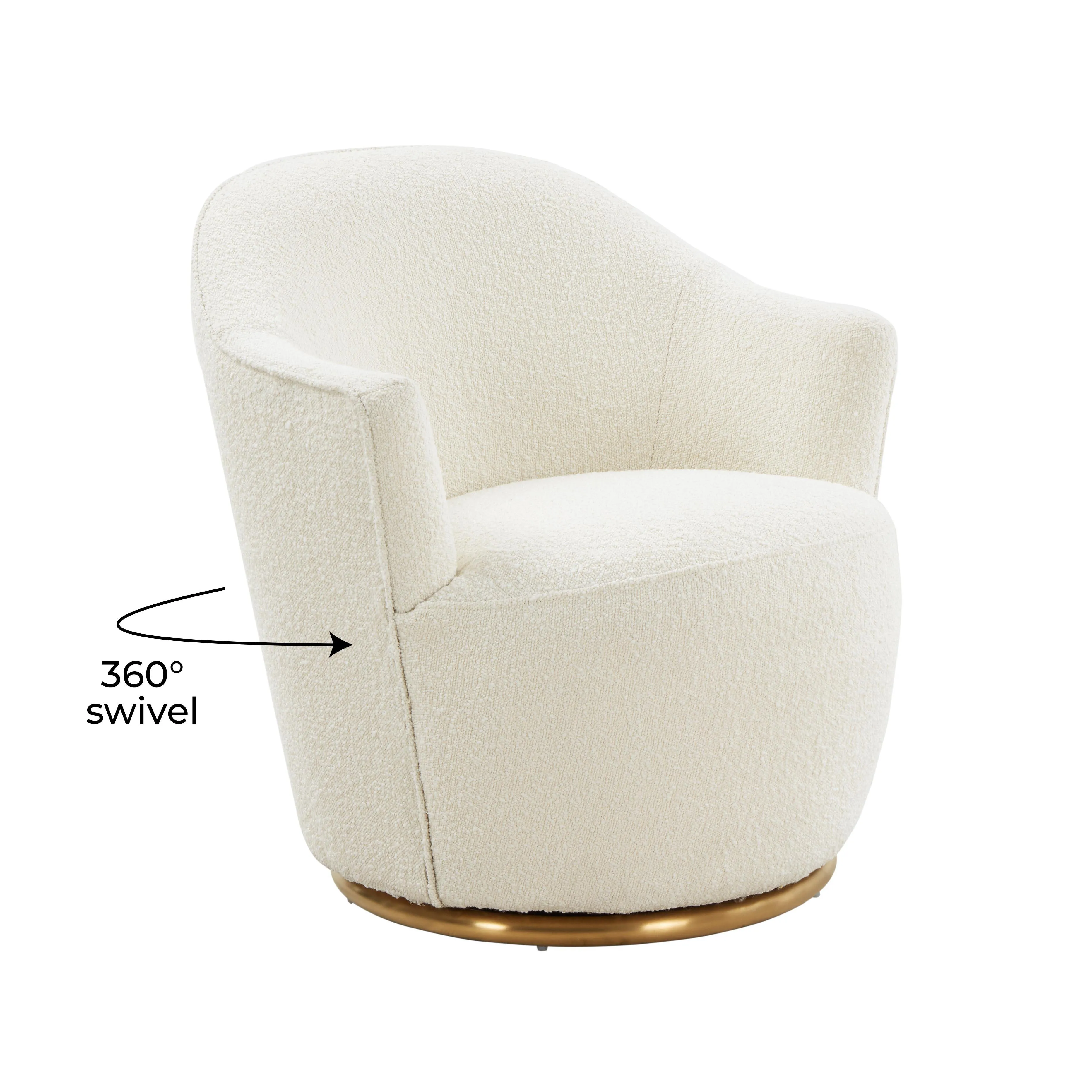 Skyla Cream Boucle Swivel Chair - Image 6