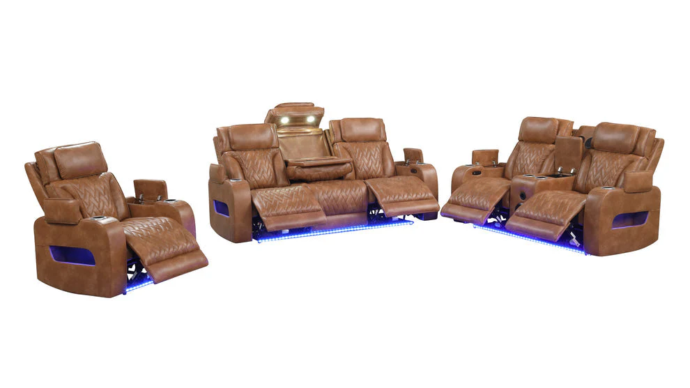 Skyline Brown 3-Piece Power Reclining Living Room Set - Image 2