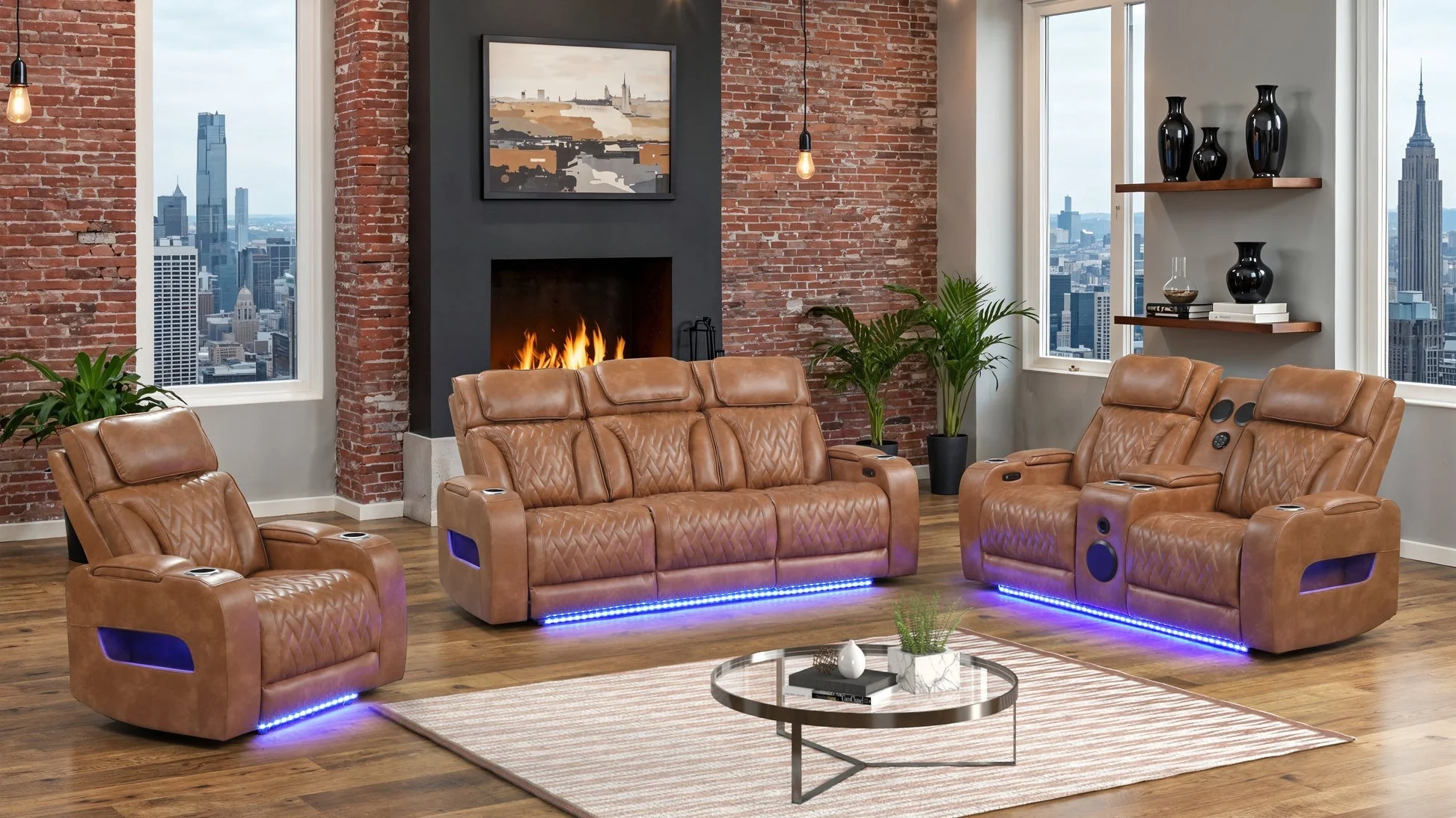 Skyline Brown 3-Piece Power Reclining Living Room Set - Image 3