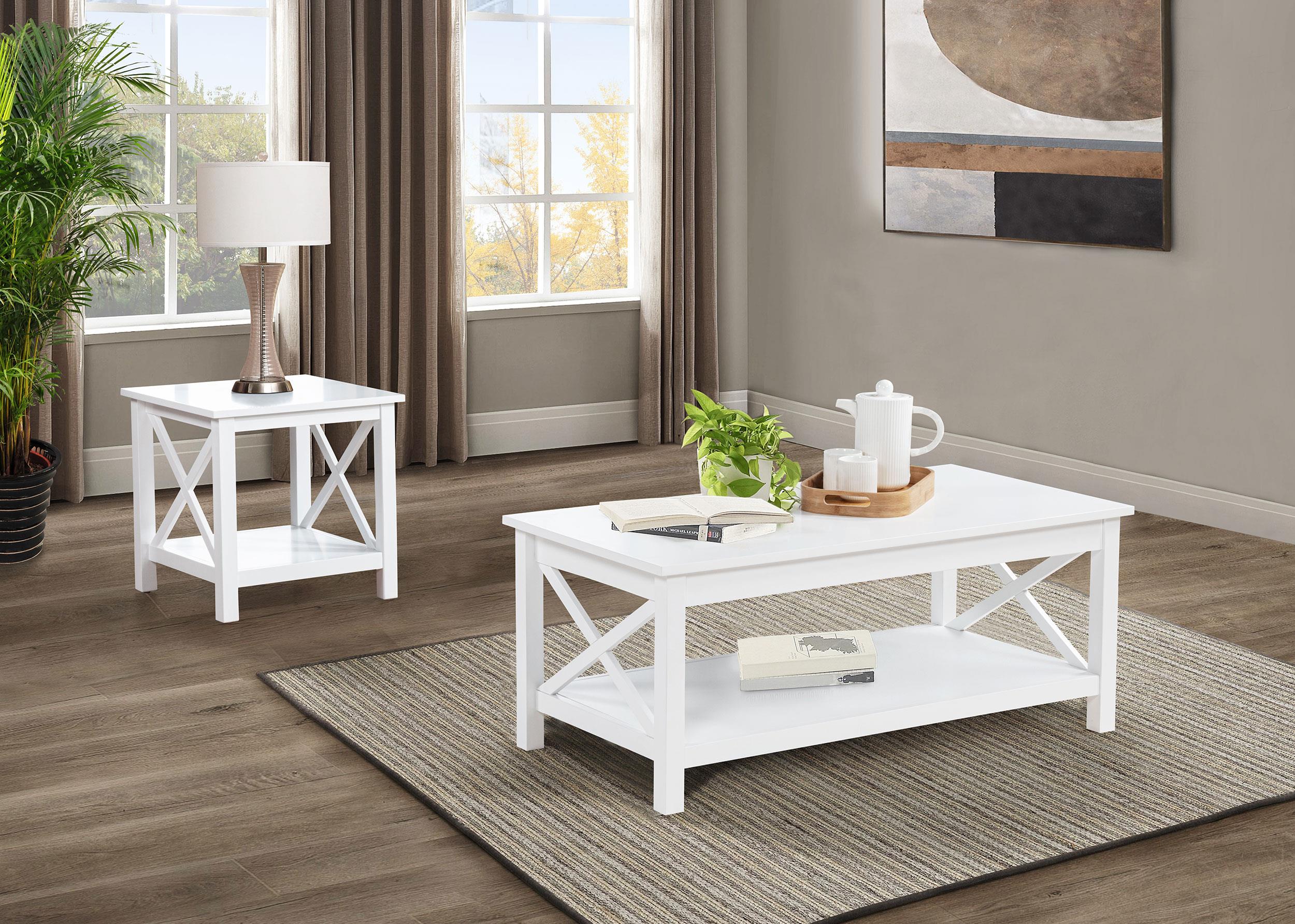 Skyview White 2-Piece Rectangular Lift Top Coffee Table Set - Image 2