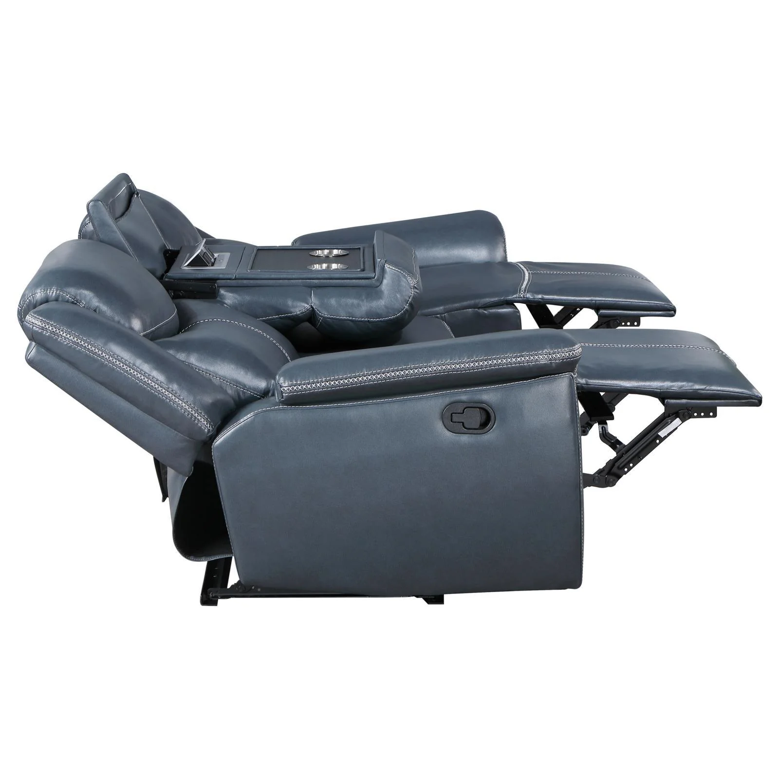 Sloane Blue 3-Piece Upholstered Motion Reclining Sofa Set - Image 7