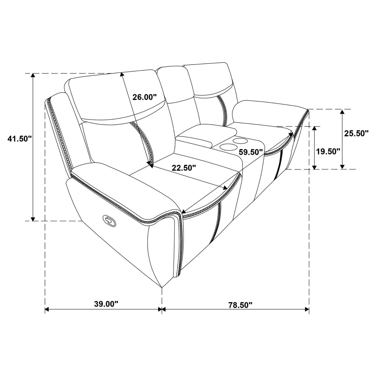 Sloane Blue Upholstered Motion Reclining Loveseat with Console - Image 13