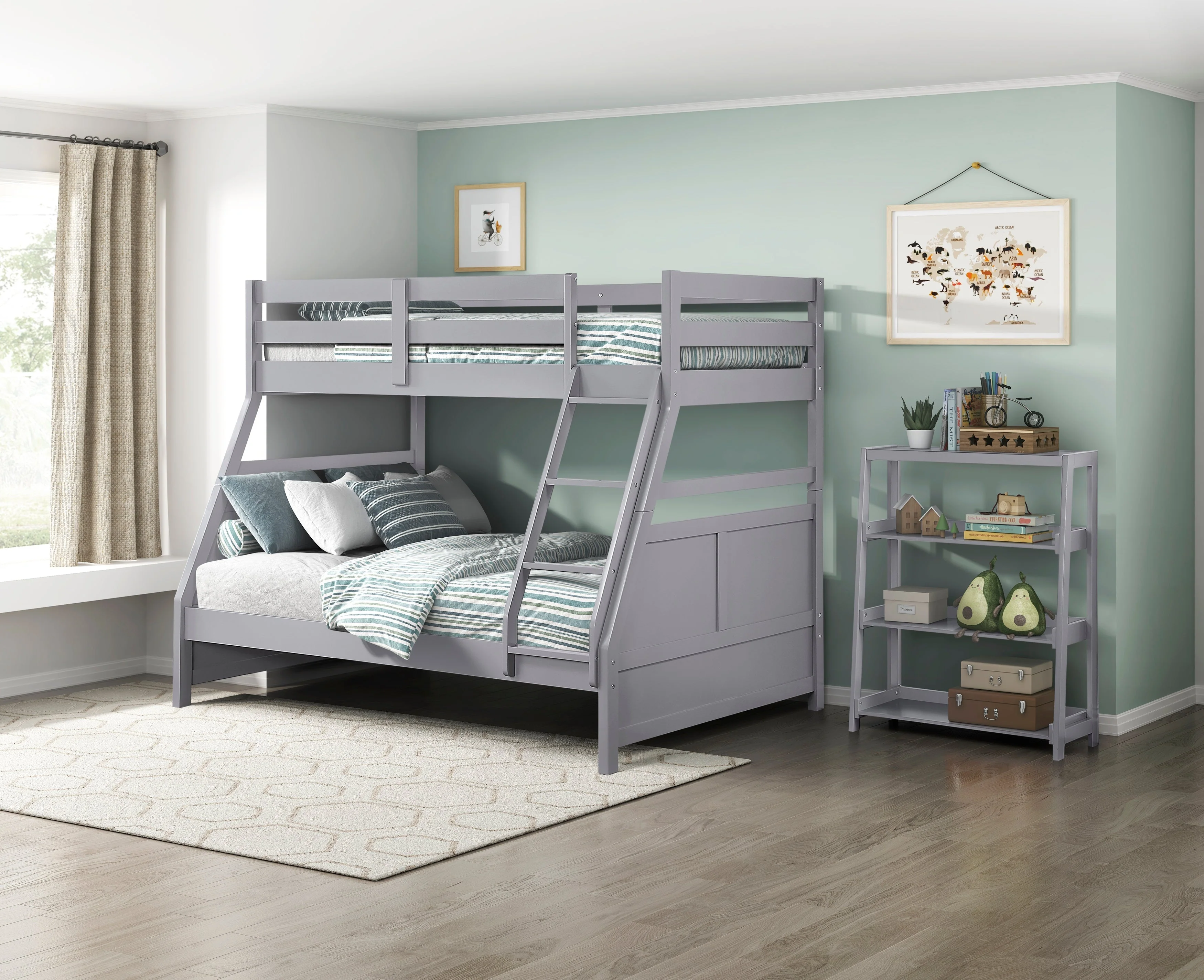 Sloane Gray Bookcase with 3 Fixed Shelves - Image 10