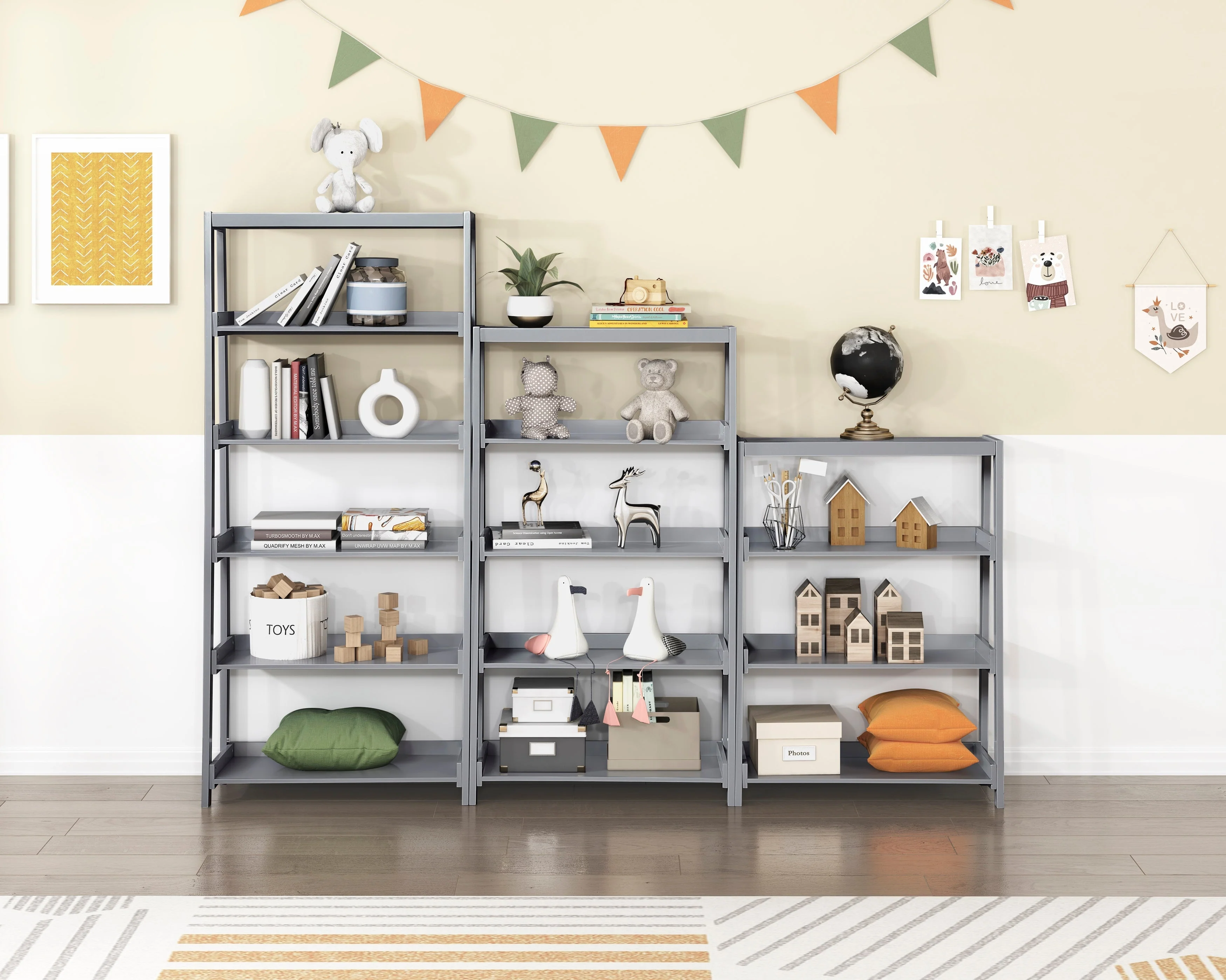 Sloane Gray Bookcase with 3 Fixed Shelves - Image 6