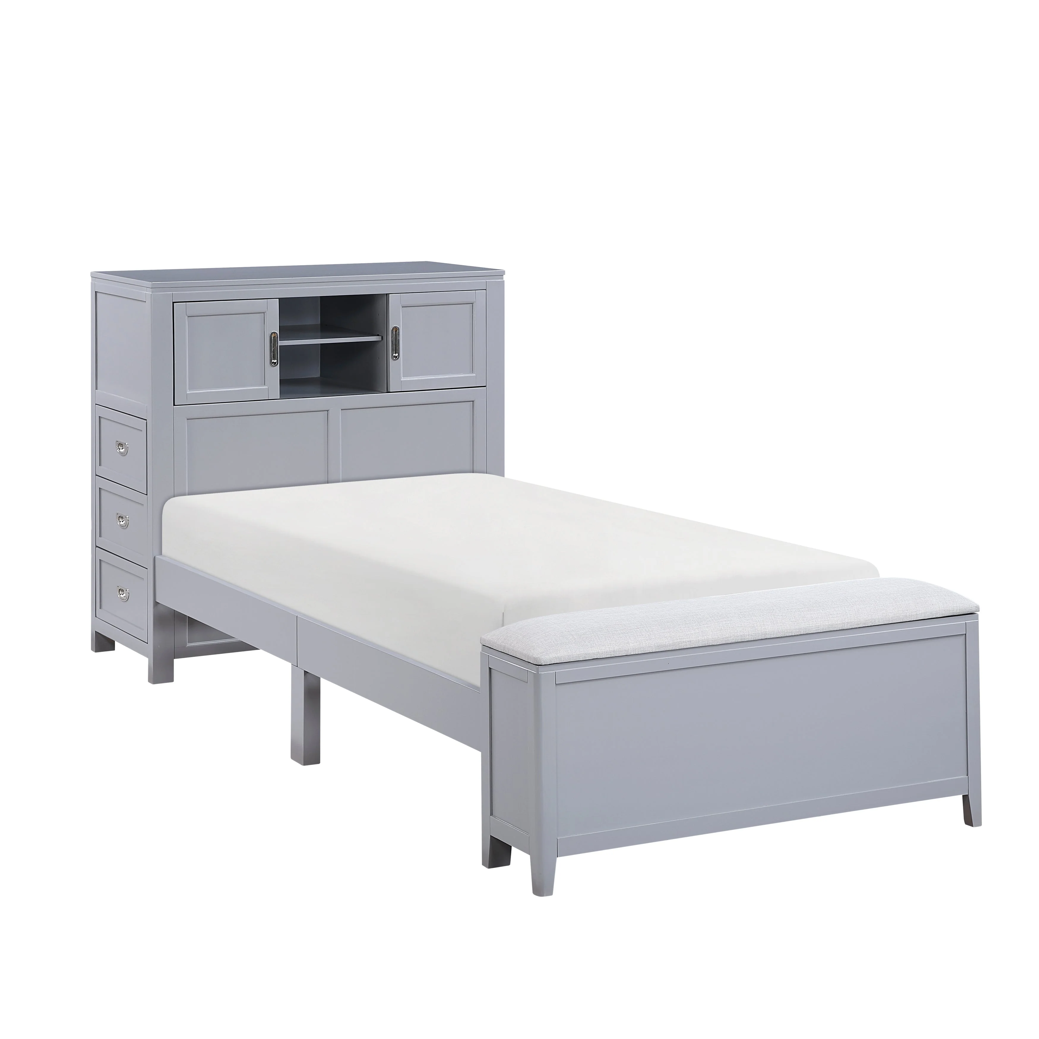 Sloane Gray Twin Bookcase Bed