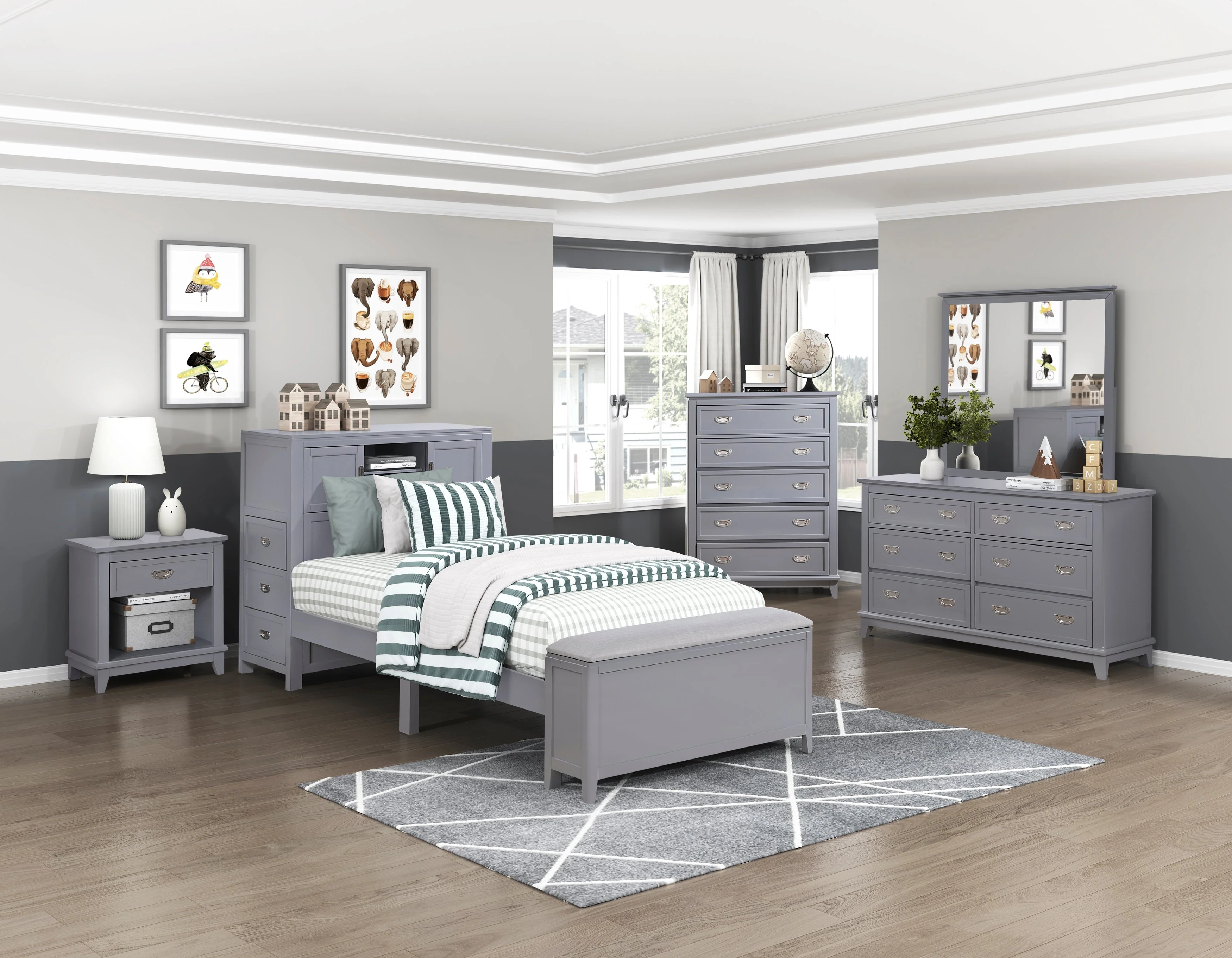 Sloane Gray Twin Bookcase Bed - Image 22