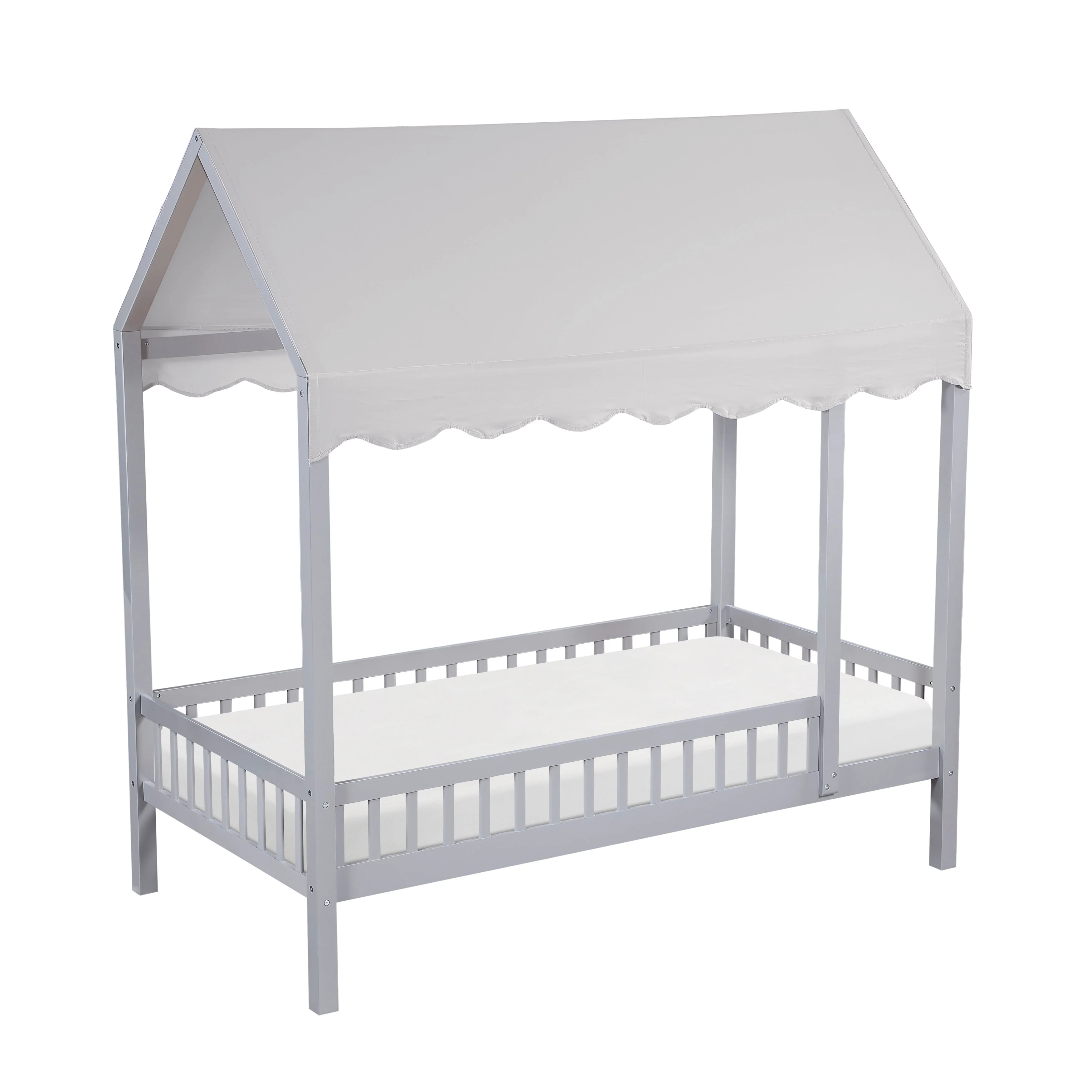 Sloane Gray Twin Canopy Platform Bed