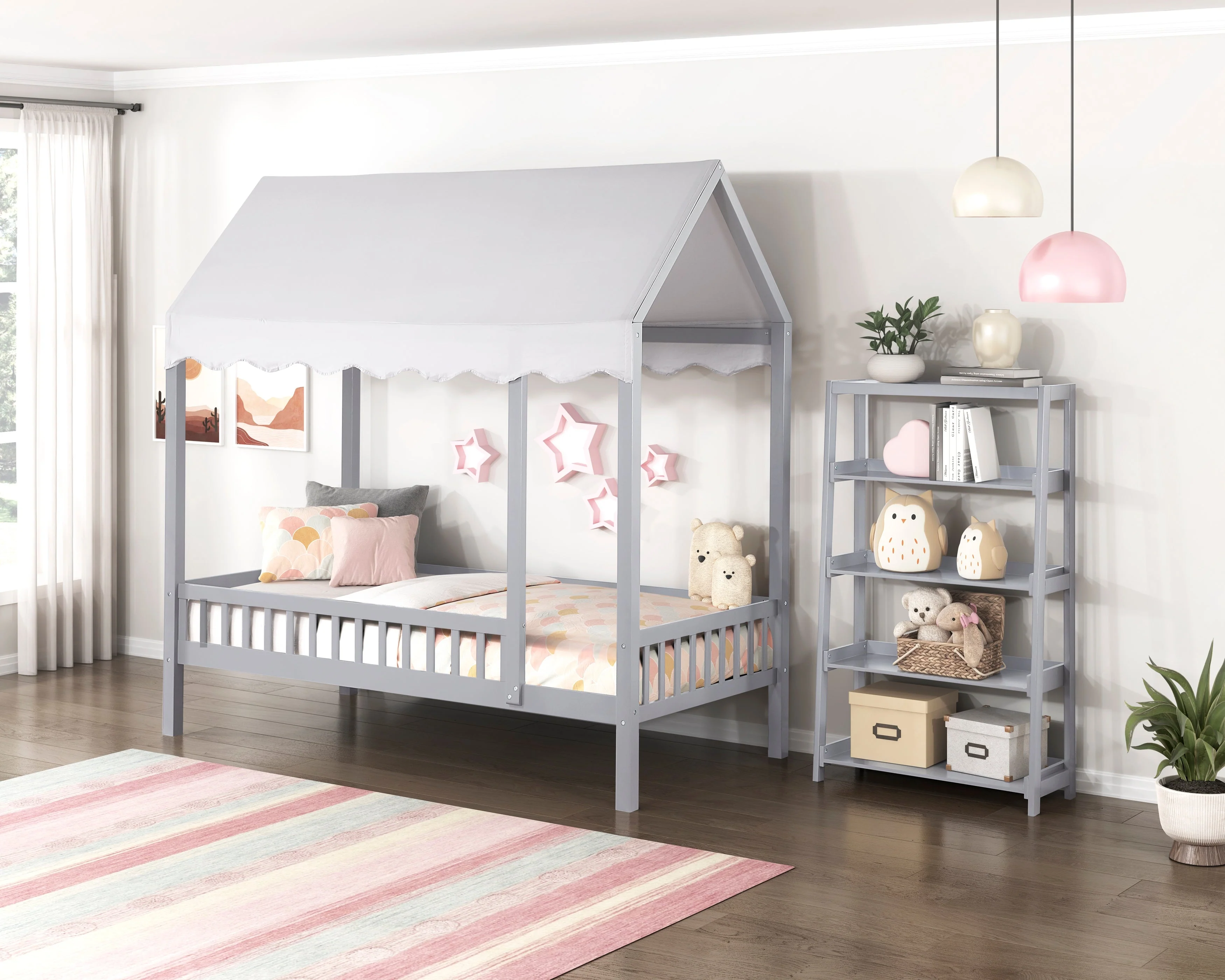 Sloane Gray Twin Canopy Platform Bed - Image 16