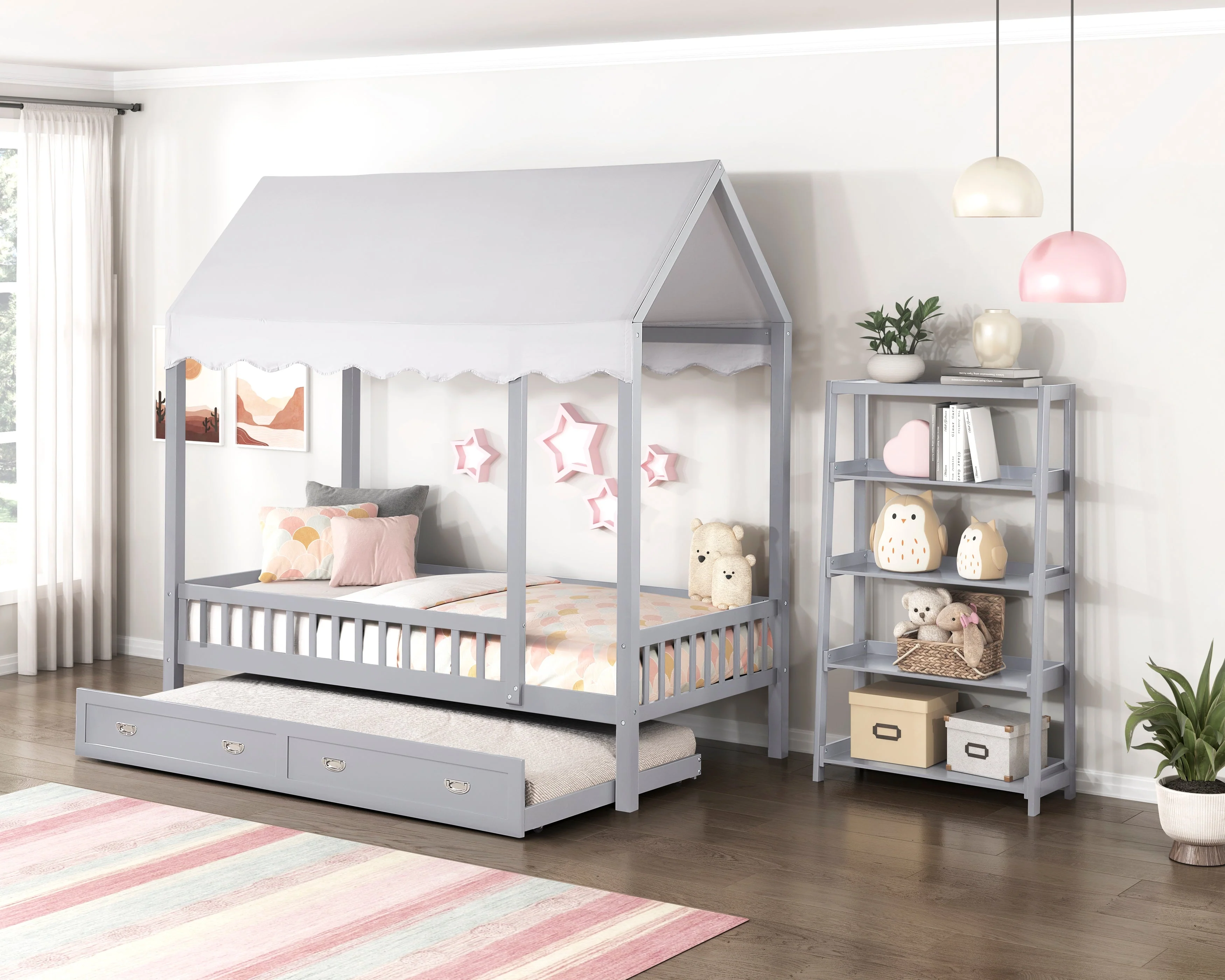 Sloane Gray Twin Canopy Platform Bed - Image 17