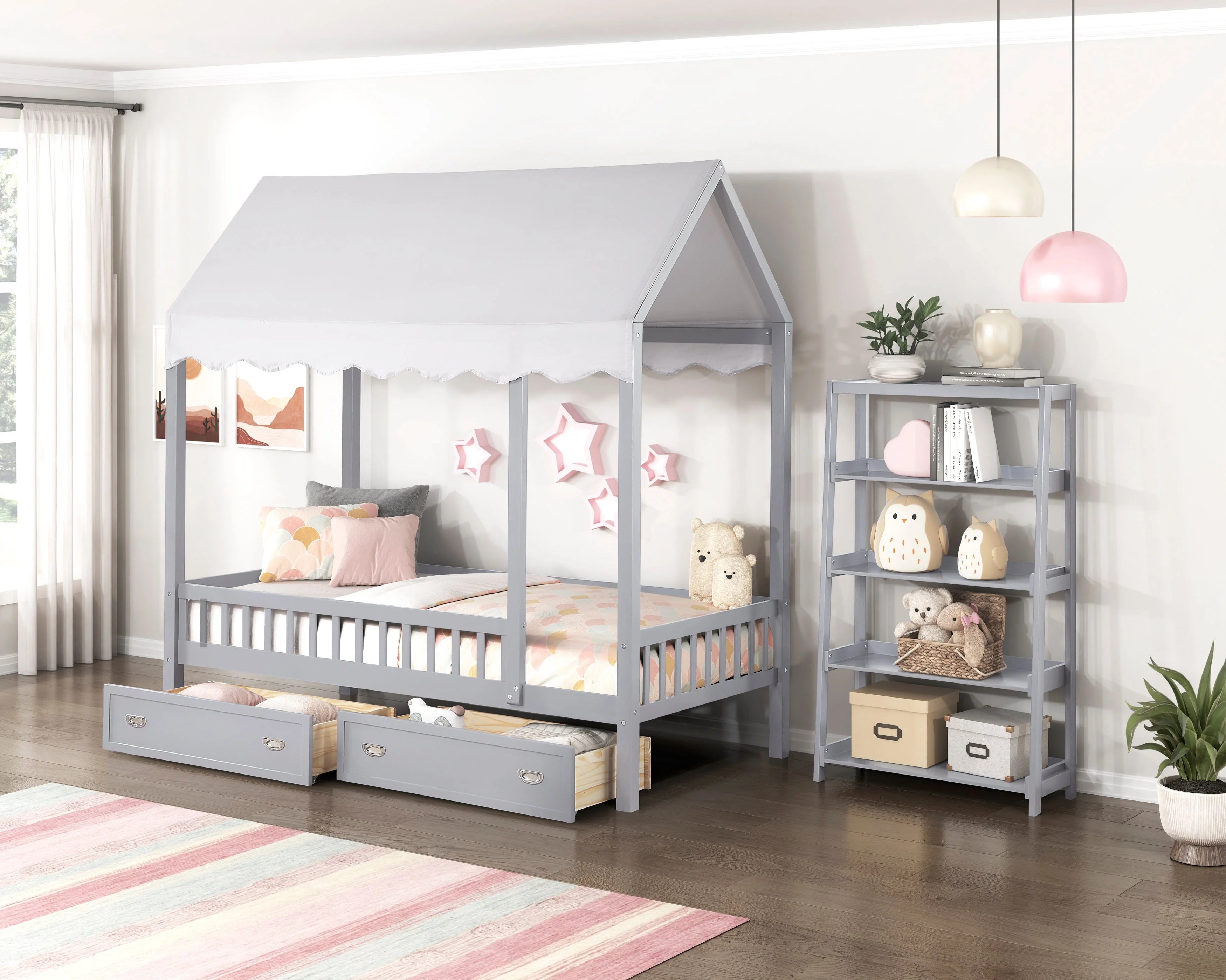 Sloane Gray Twin Canopy Platform Bed - Image 18