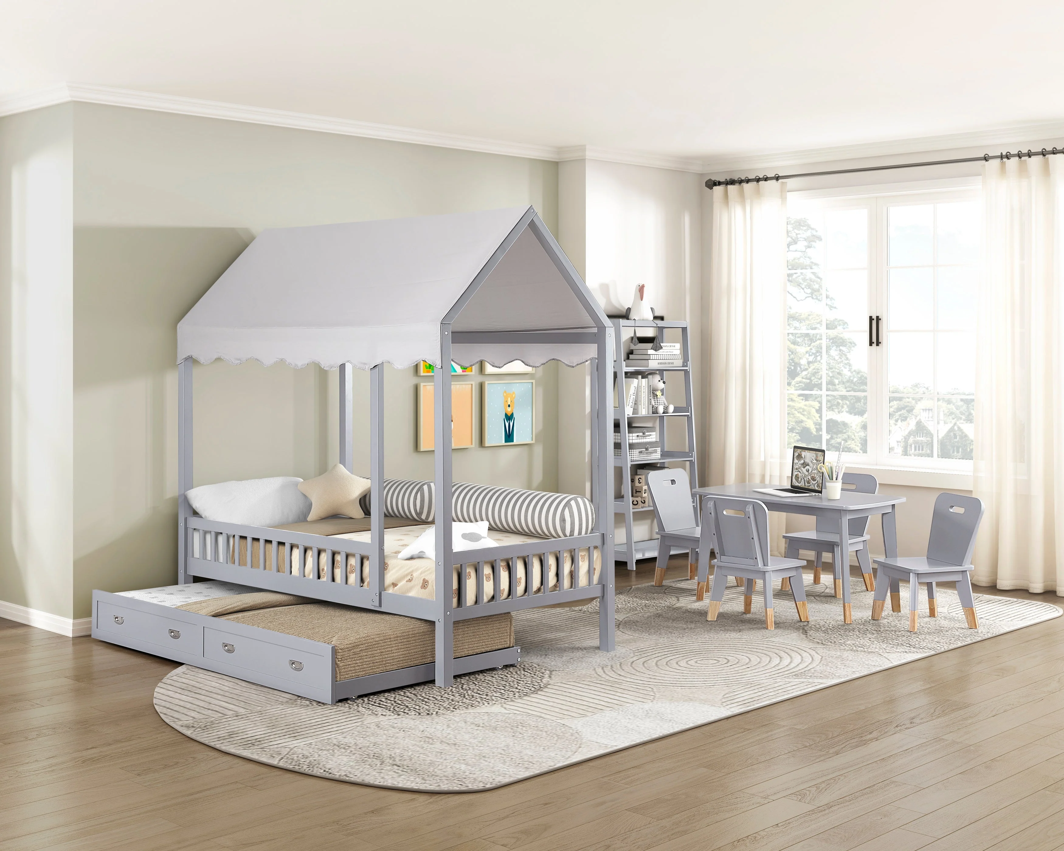 Sloane Gray Twin Canopy Platform Bed - Image 19
