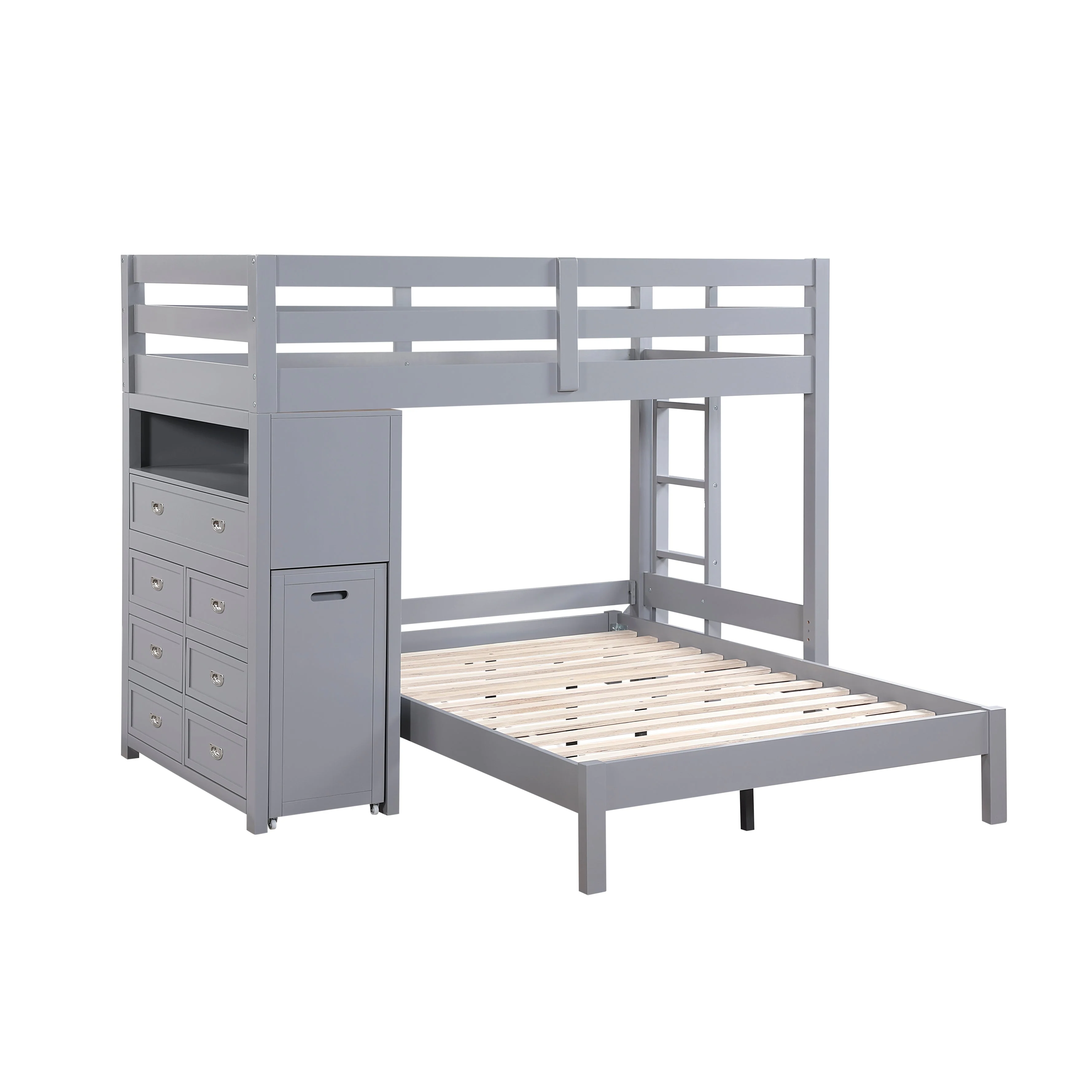 Sloane Gray Twin/Full Loft Bunk Bed with Chest and Hidden Desk - Image 2
