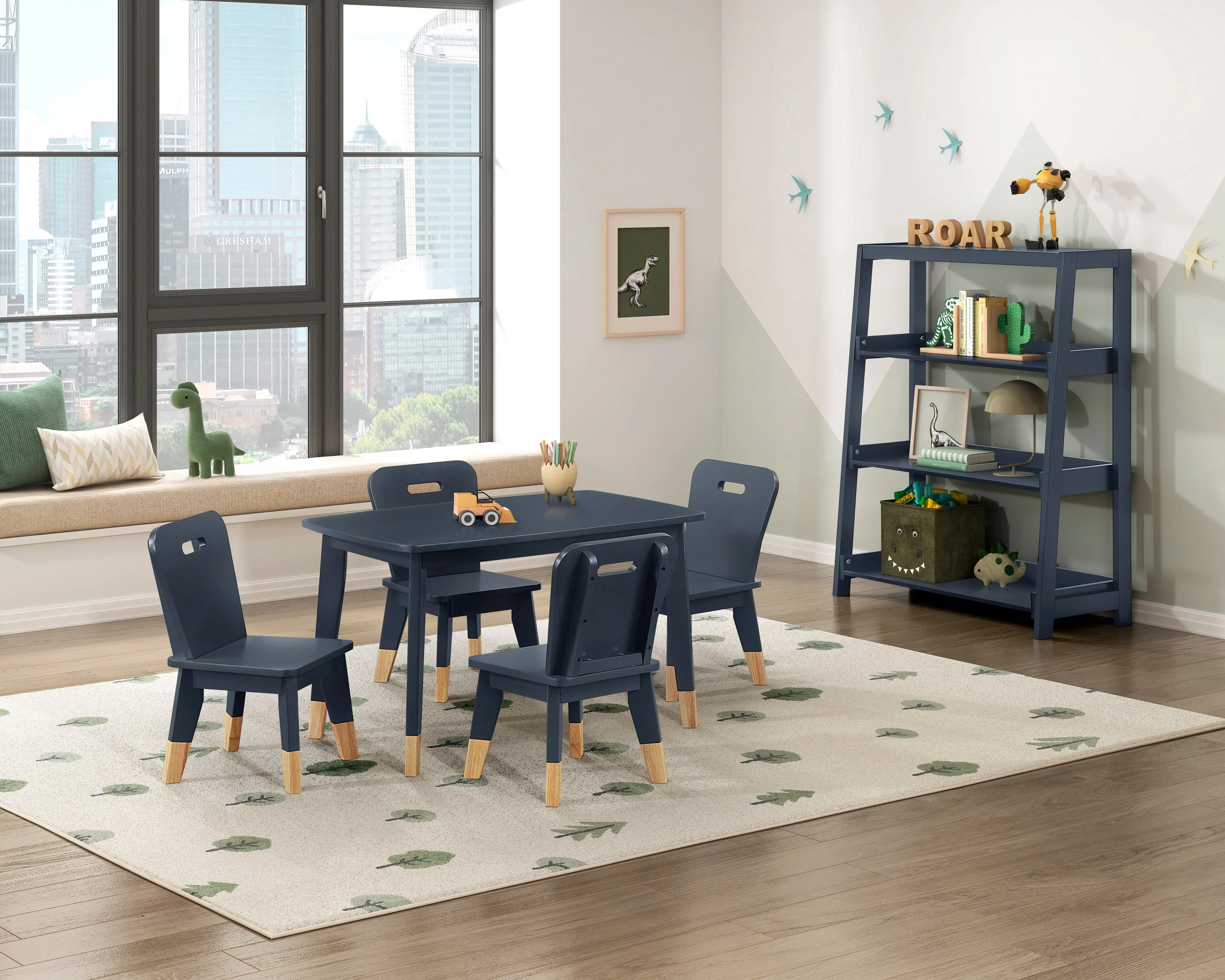 Sloane Navy Blue 5-Piece Pack Children Table and Chairs Set - Image 7