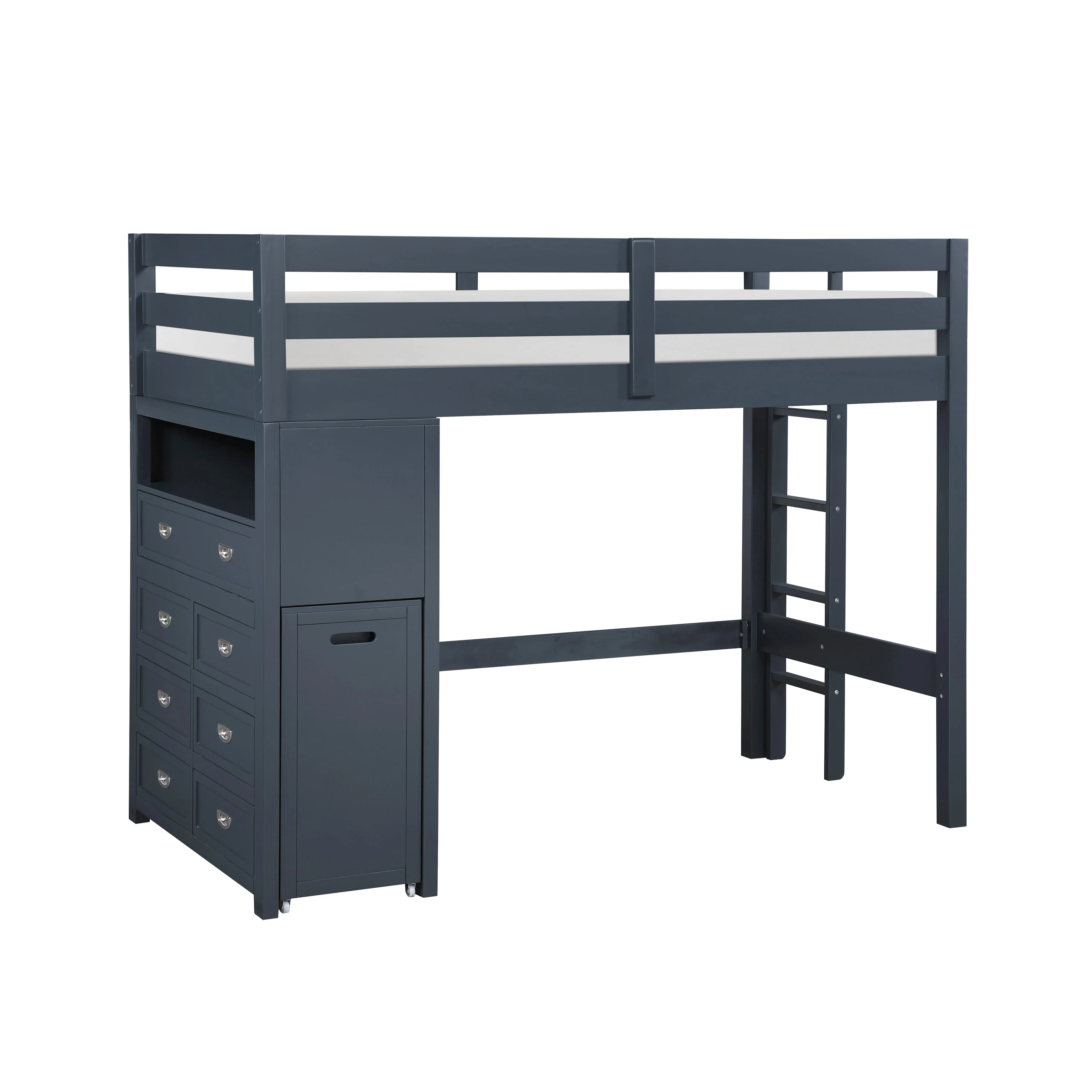 Sloane Navy Blue Twin/Full Loft Bunk Bed with Chest and Hidden Desk - Image 13