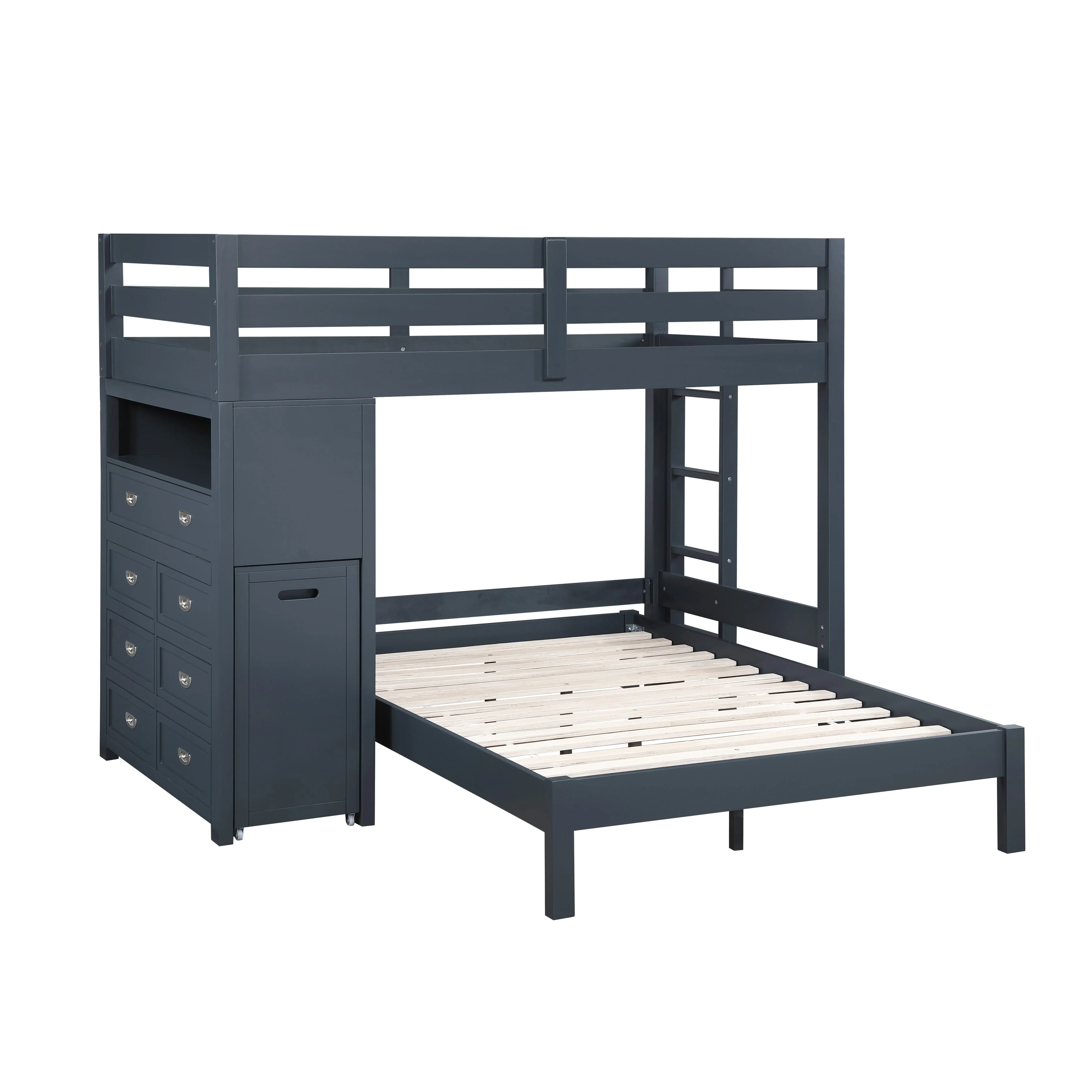 Sloane Navy Blue Twin/Full Loft Bunk Bed with Chest and Hidden Desk - Image 2