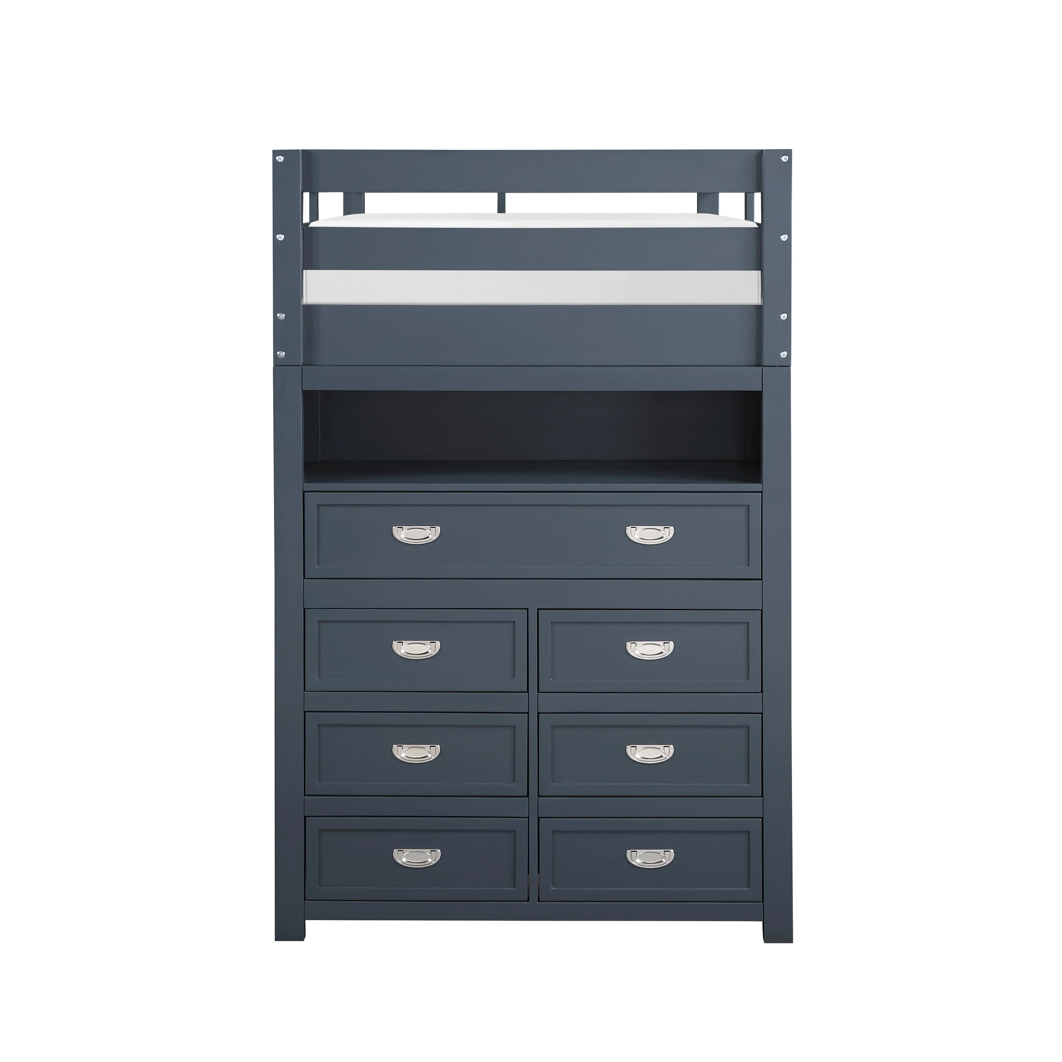 Sloane Navy Blue Twin/Full Loft Bunk Bed with Chest and Hidden Desk - Image 27