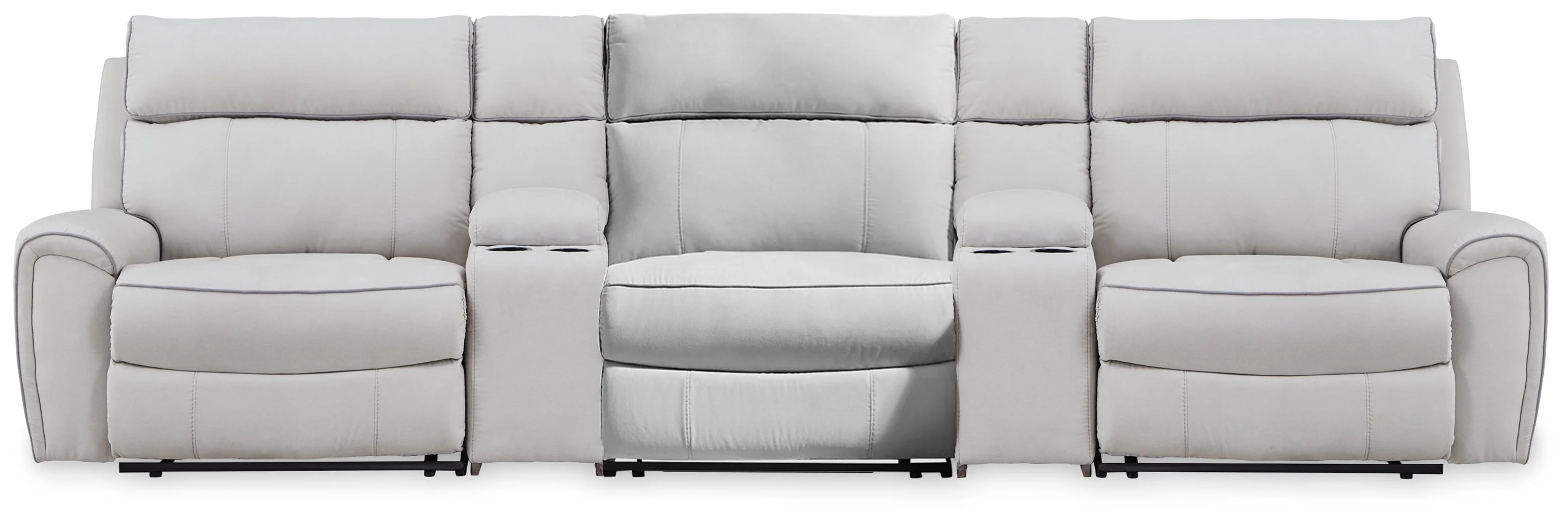 Social Pointe Pearl/Ash 5-Piece Reclining Sectional with Storage Consoles