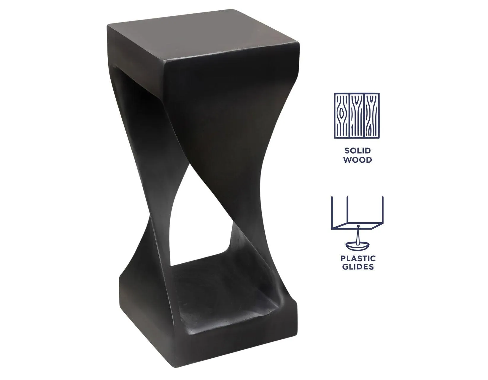 Solana Solid Wood Accent Table, Black Finish - Image 4