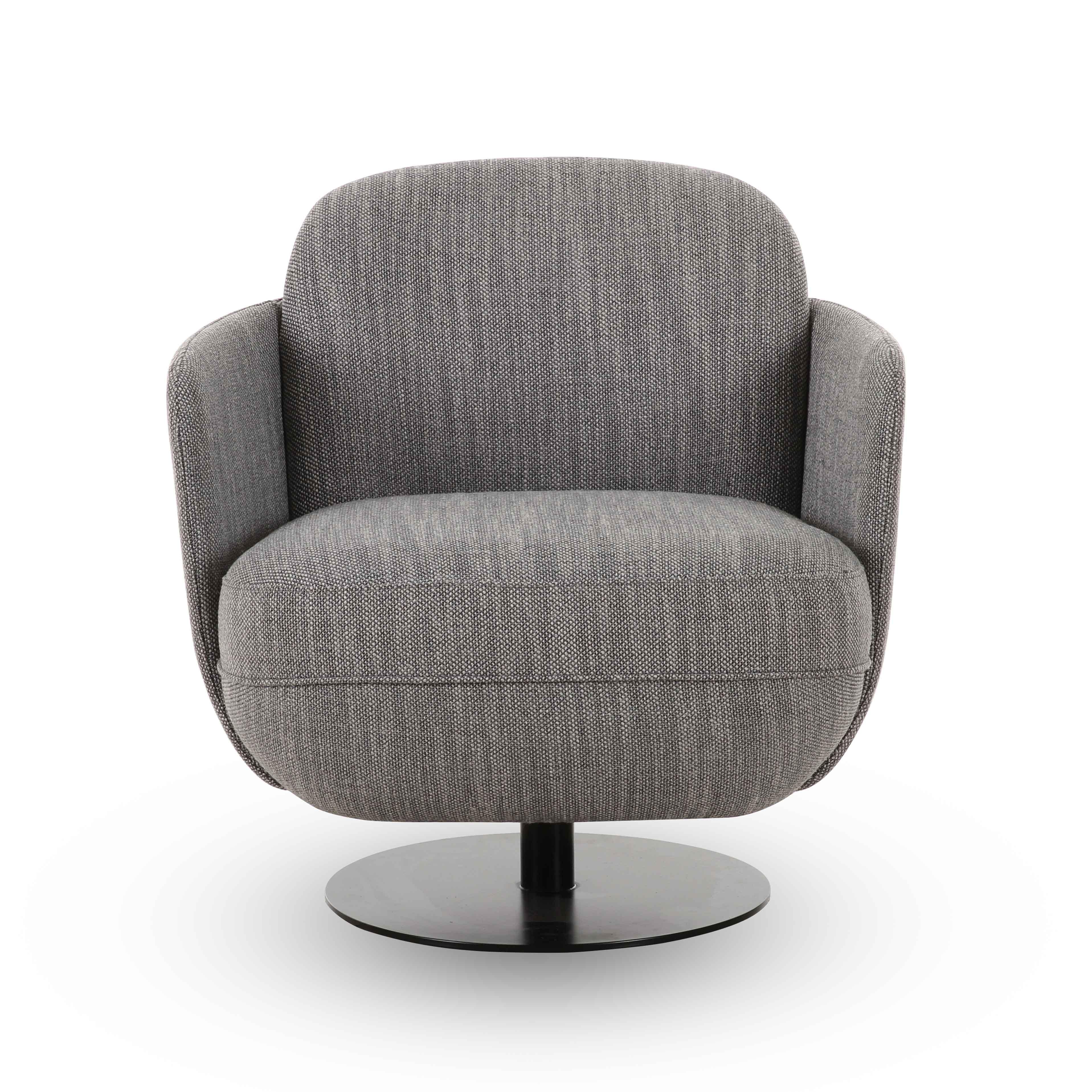 Solange Grey Textured Weave Swivel Chair - Image 3