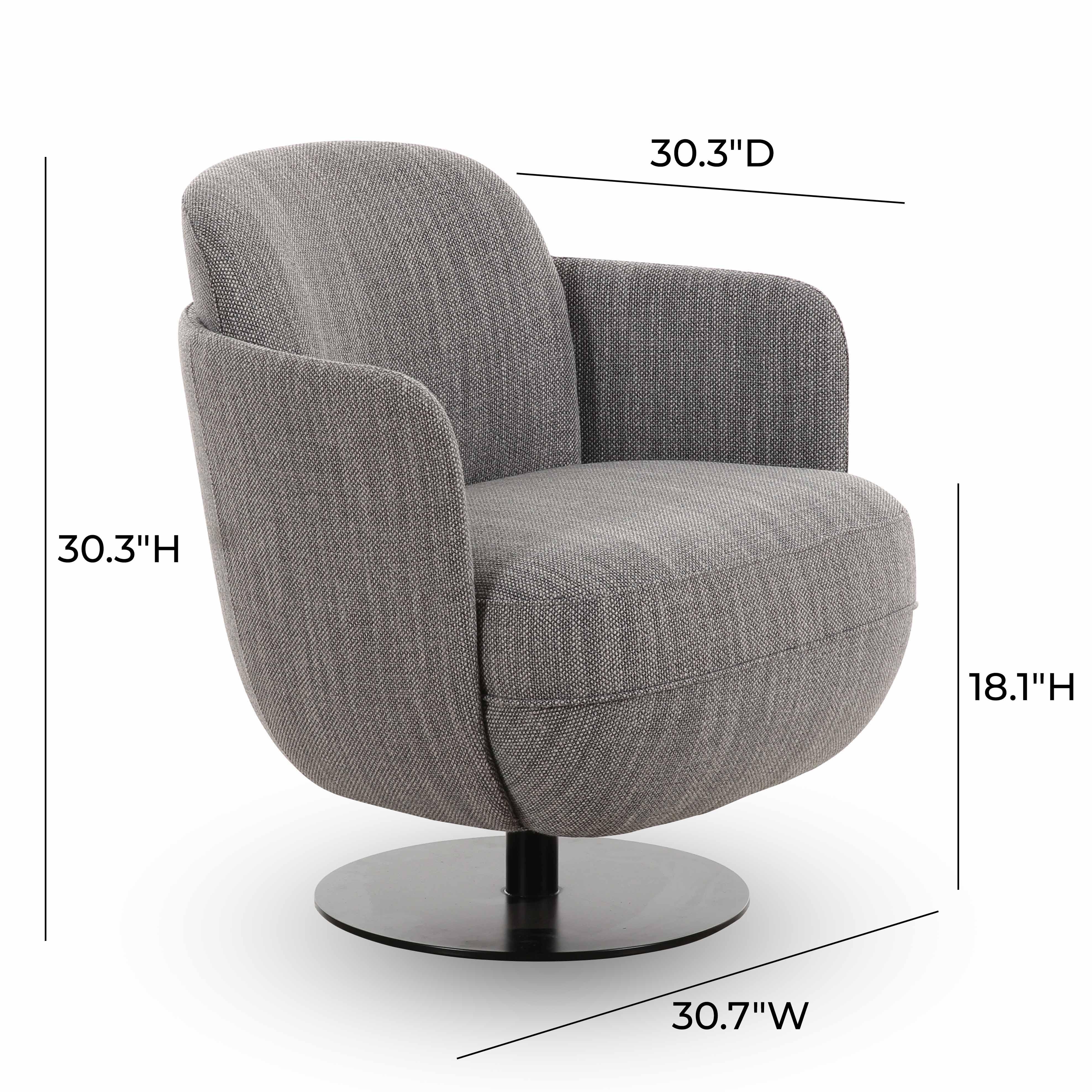 Solange Grey Textured Weave Swivel Chair - Image 6