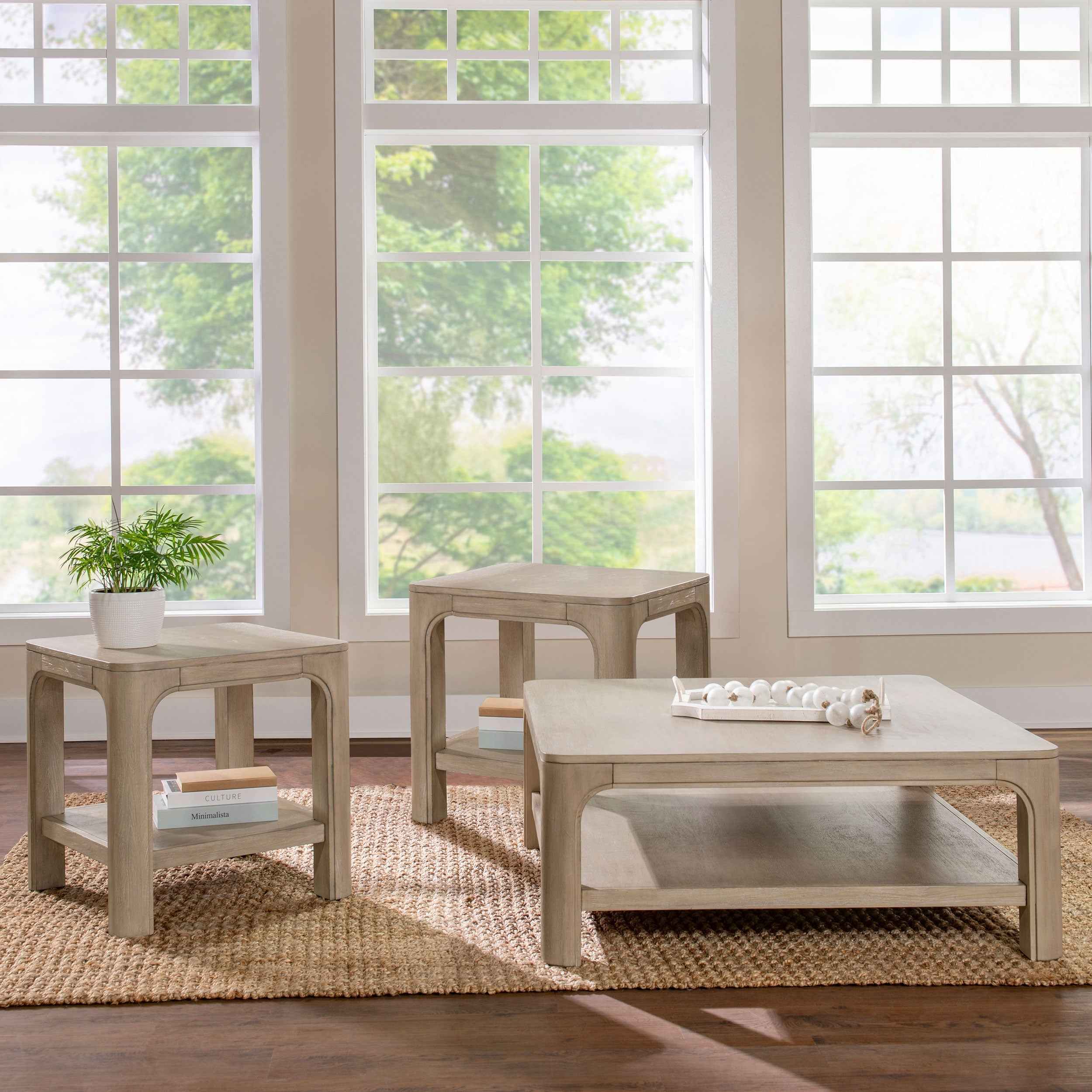 Solano Weathered Mango 3-piece Square Coffee Table Set