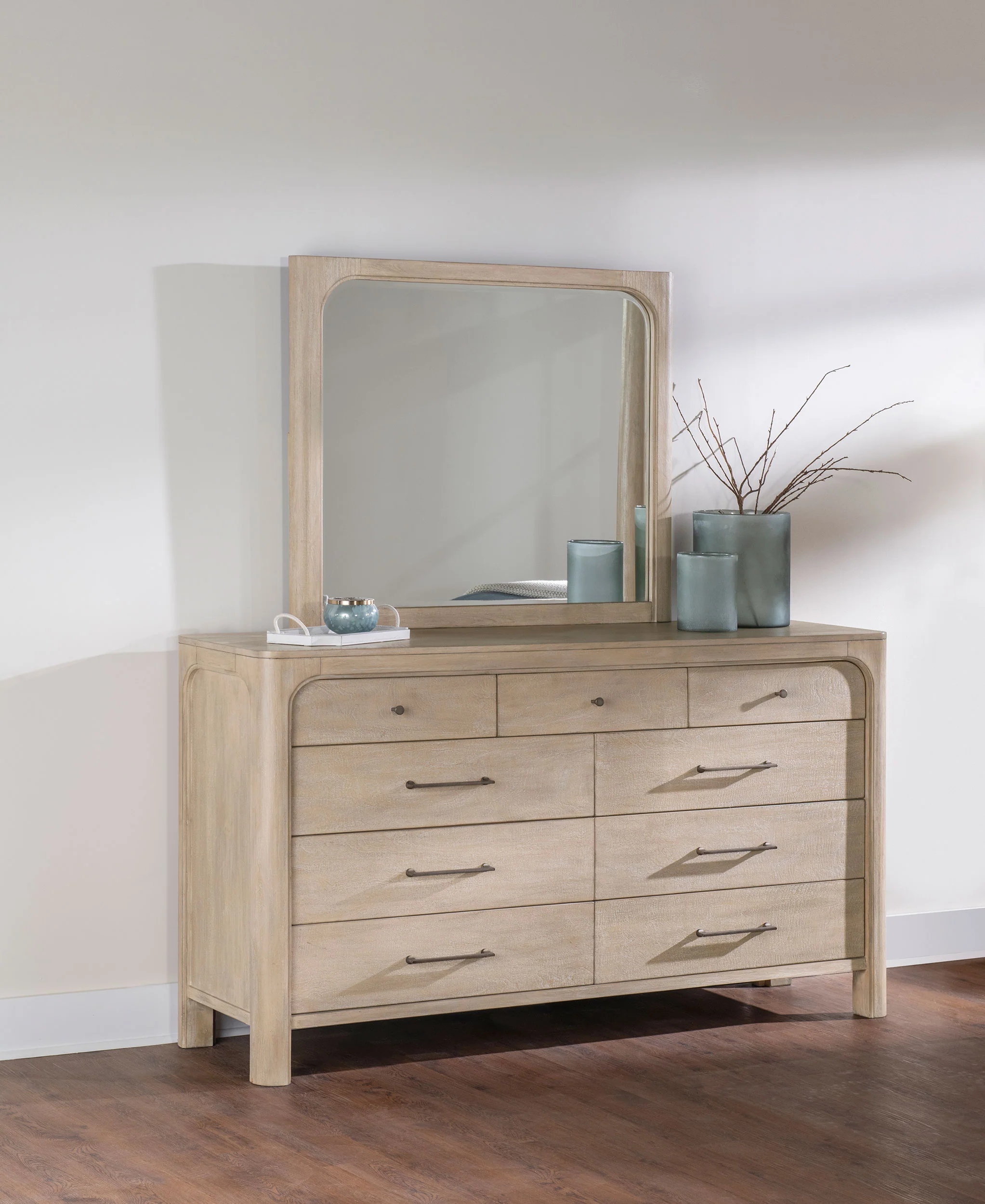Solano Weathered Mango 9-drawer Bedroom Dresser with Mirror