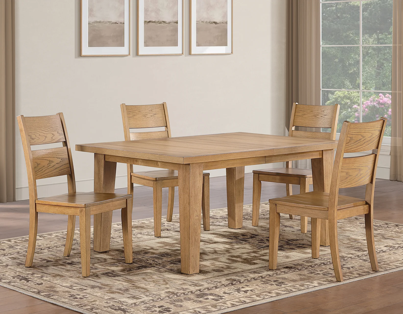 Sommerset Natural Oak 5-Piece 64-96 Ladder Back Dining Set