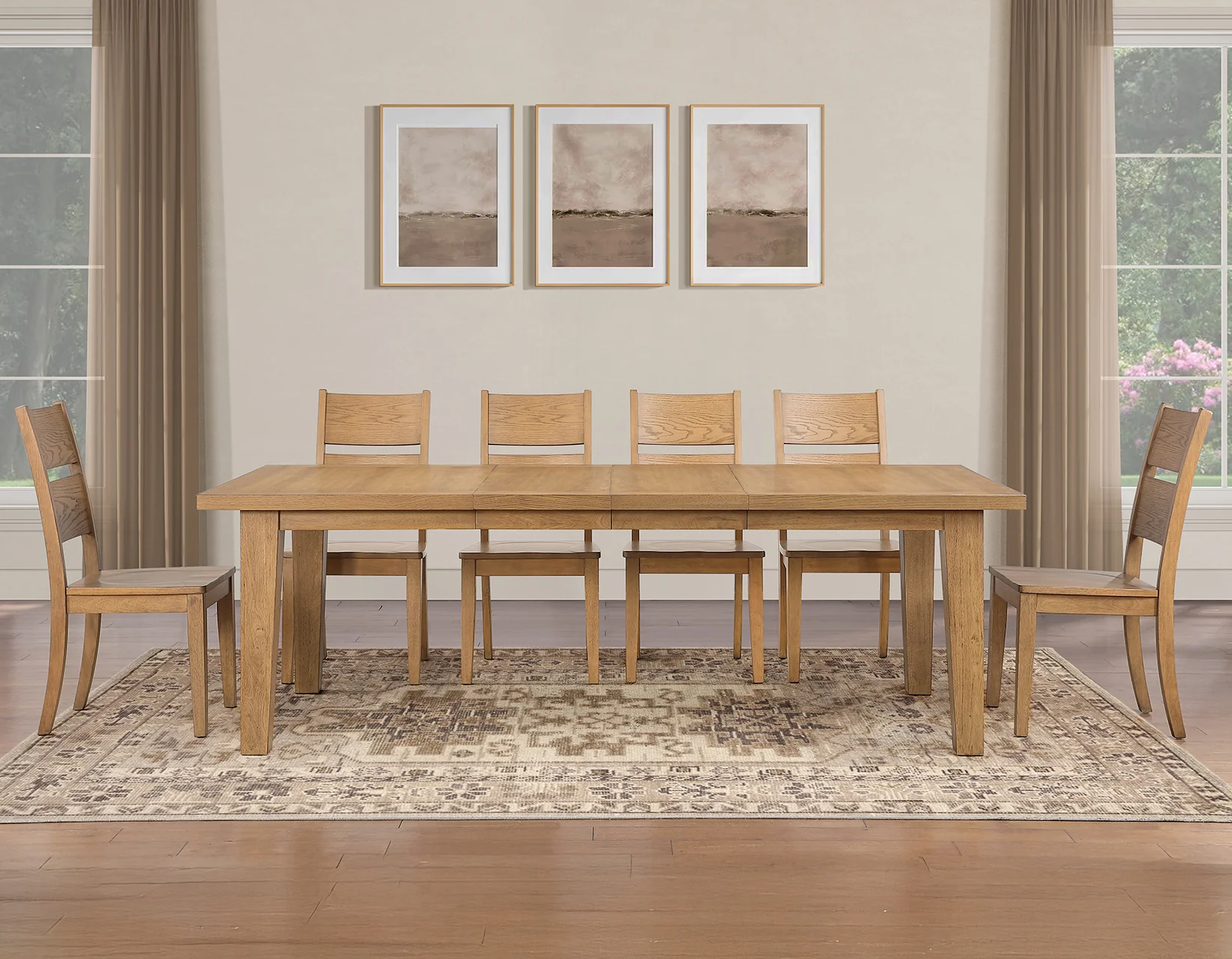 Sommerset Natural Oak 5-Piece 64-96 Ladder Back Dining Set - Image 6
