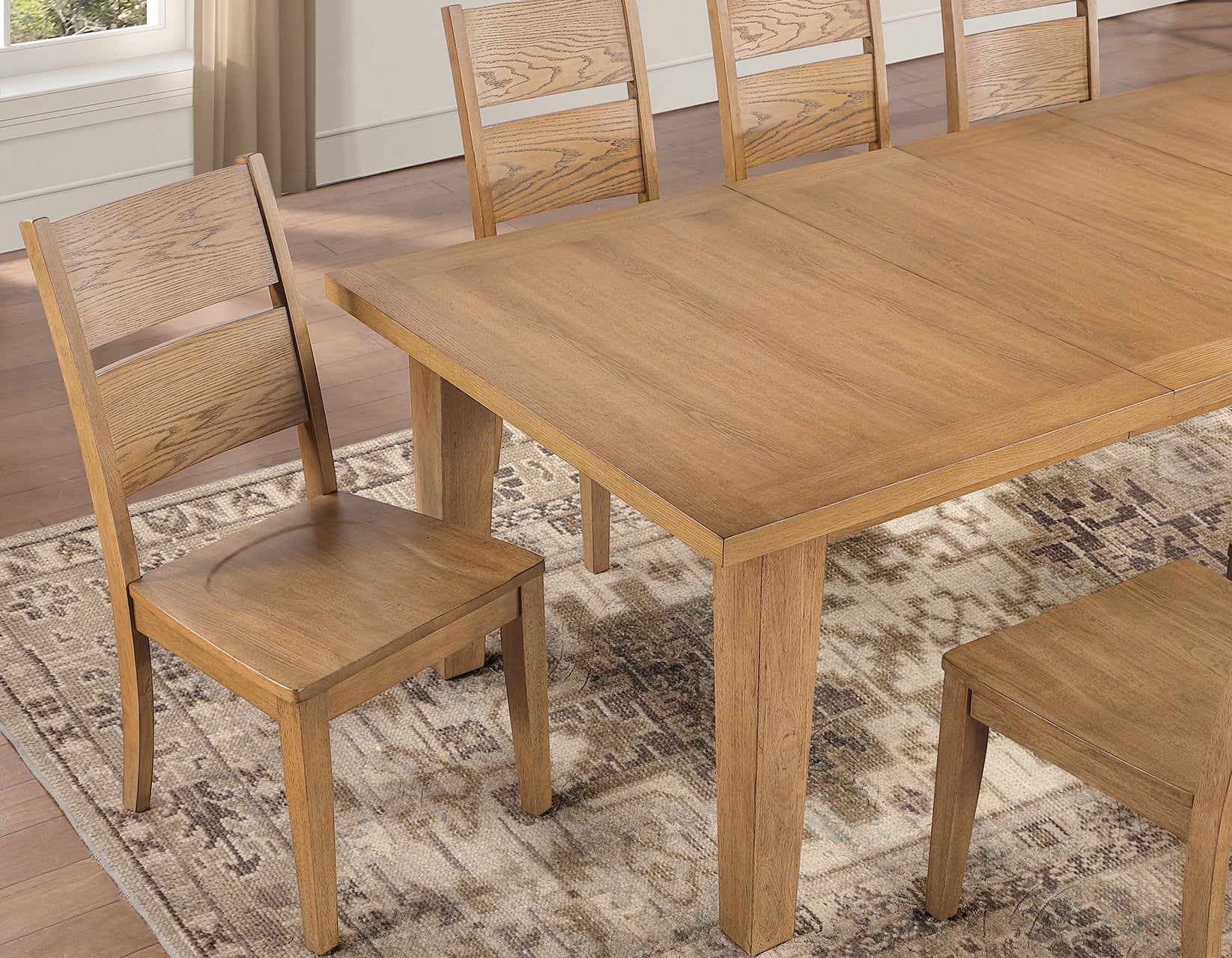 Sommerset Natural Oak 5-Piece 64-96 Ladder Back Dining Set - Image 8