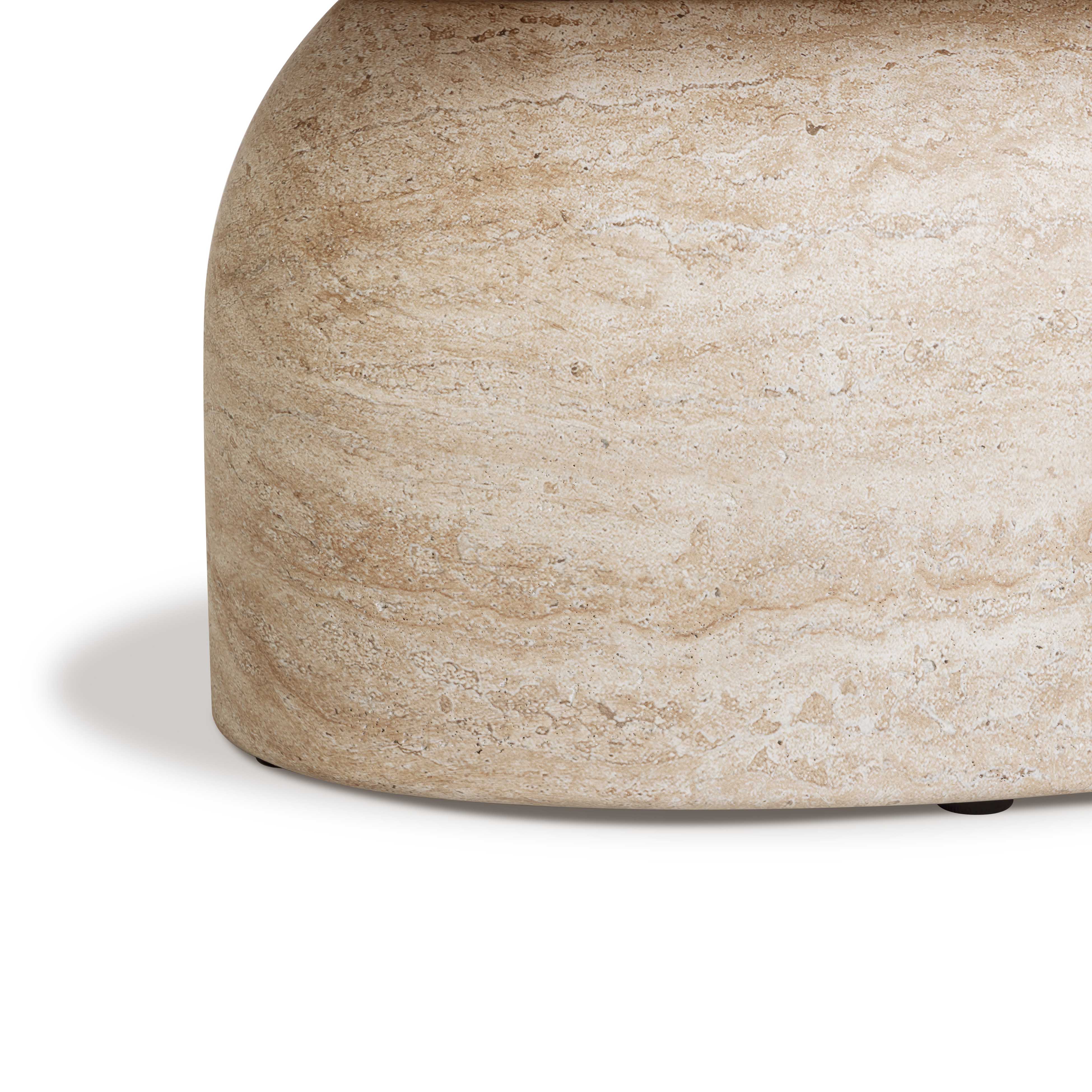 Sonia 51" Faux Travertine Indoor/Outdoor Concrete Coffee Table - Image 9