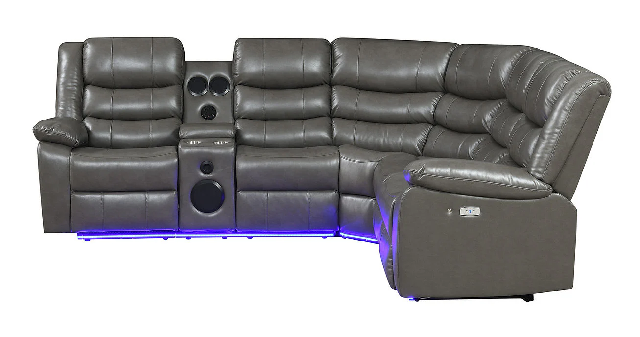 Sonic Grey Power Reclining Sectional - Image 2