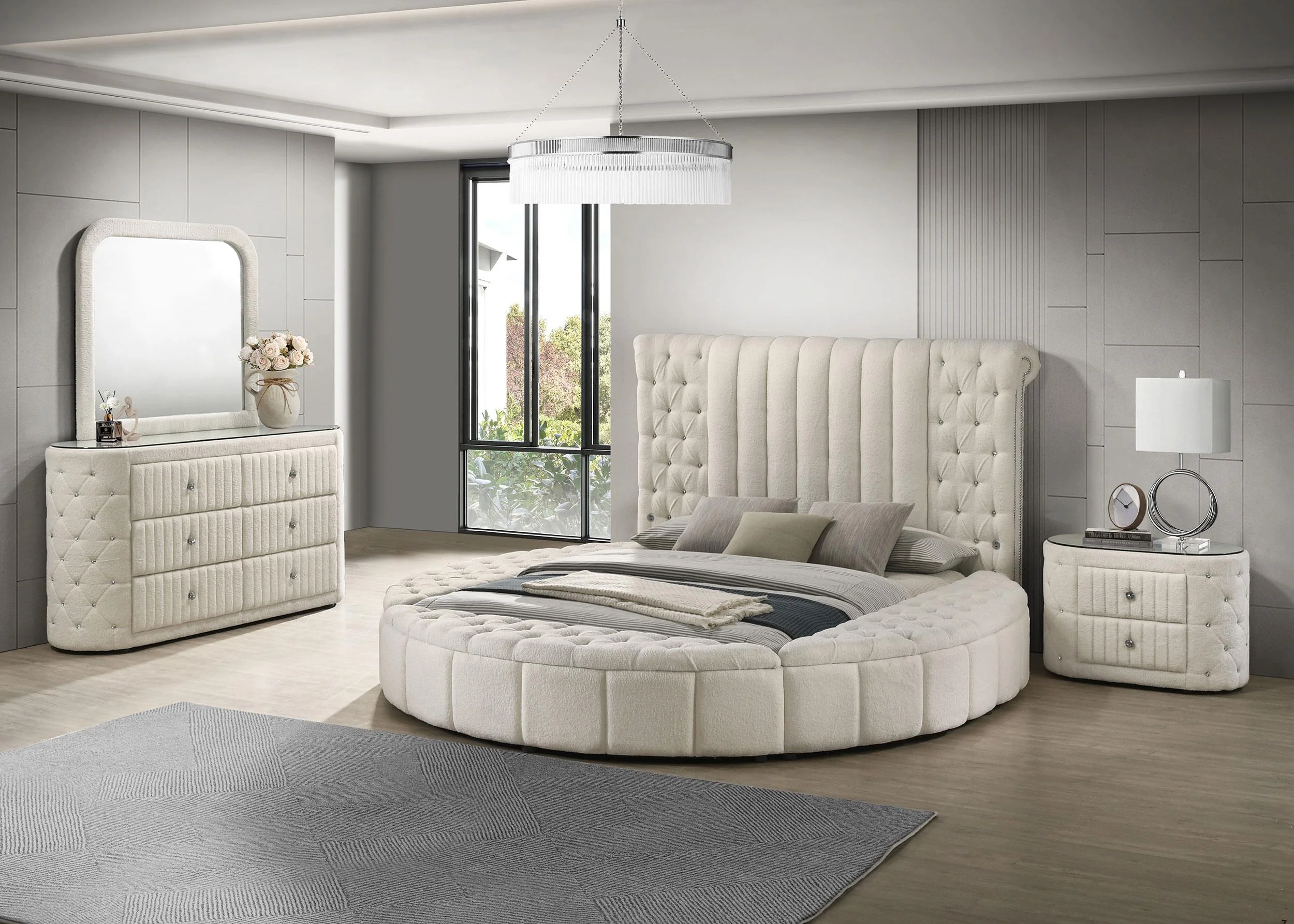 Sonya Ivory 4-Piece Upholstered Eastern King Bedroom Set