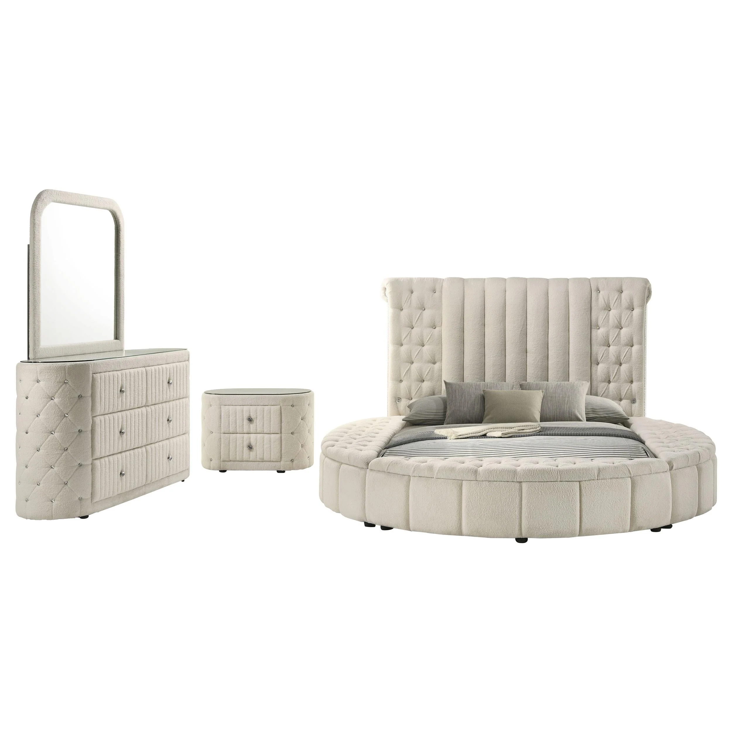 Sonya Ivory 4-Piece Upholstered Eastern King Bedroom Set - Image 2