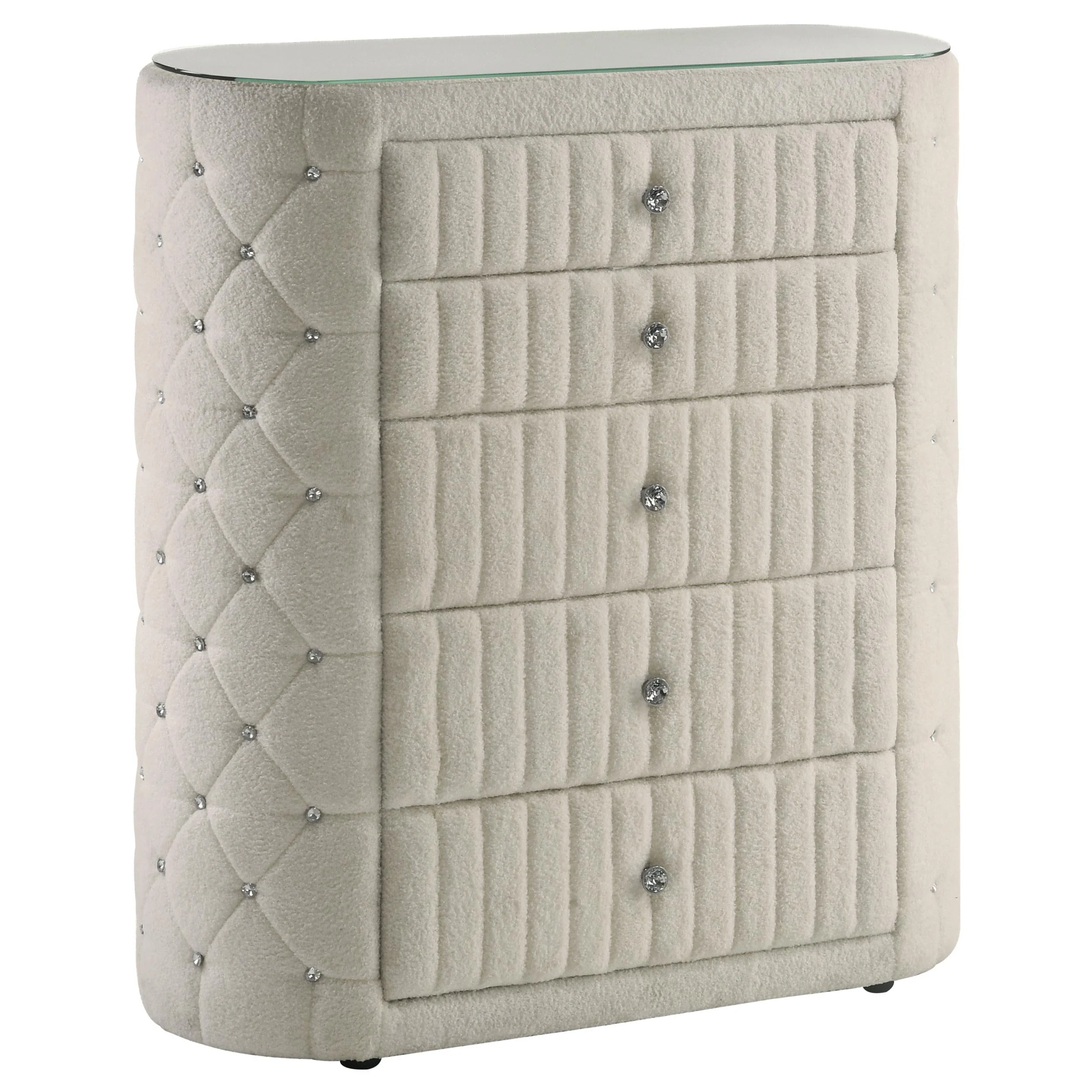 Sonya Ivory 5-Drawer Upholstered Bedroom Chest of Drawers - Image 2
