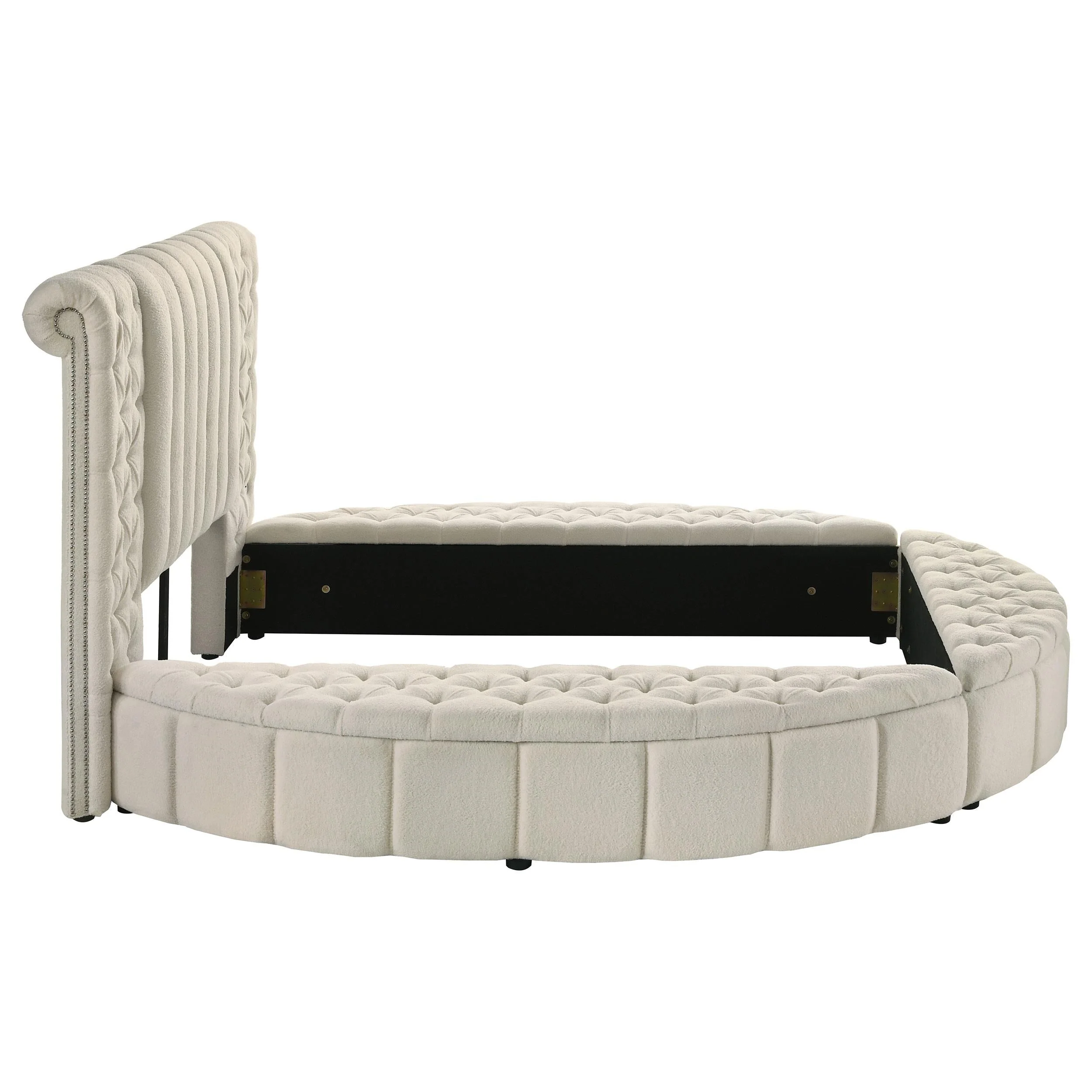 Sonya Ivory Upholstered Queen Round Storage Bed - Image 10