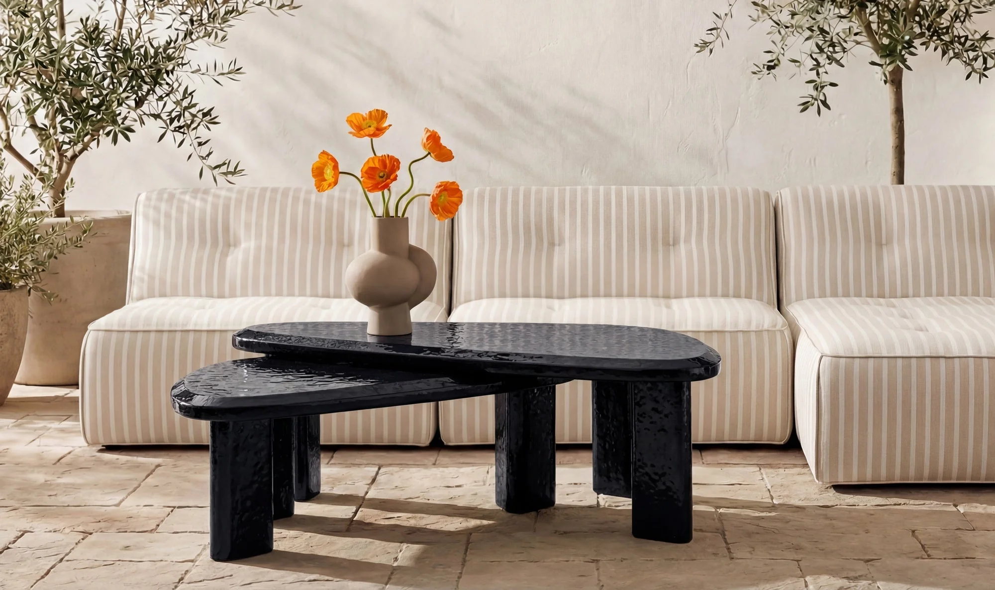 Sophie Outdoor Nesting Table Set Charcoal Lacquer - Image 4