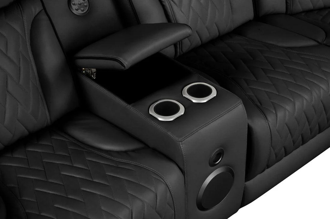Spain Black Power (Power Headrests) Reclining Sectional - Image 3