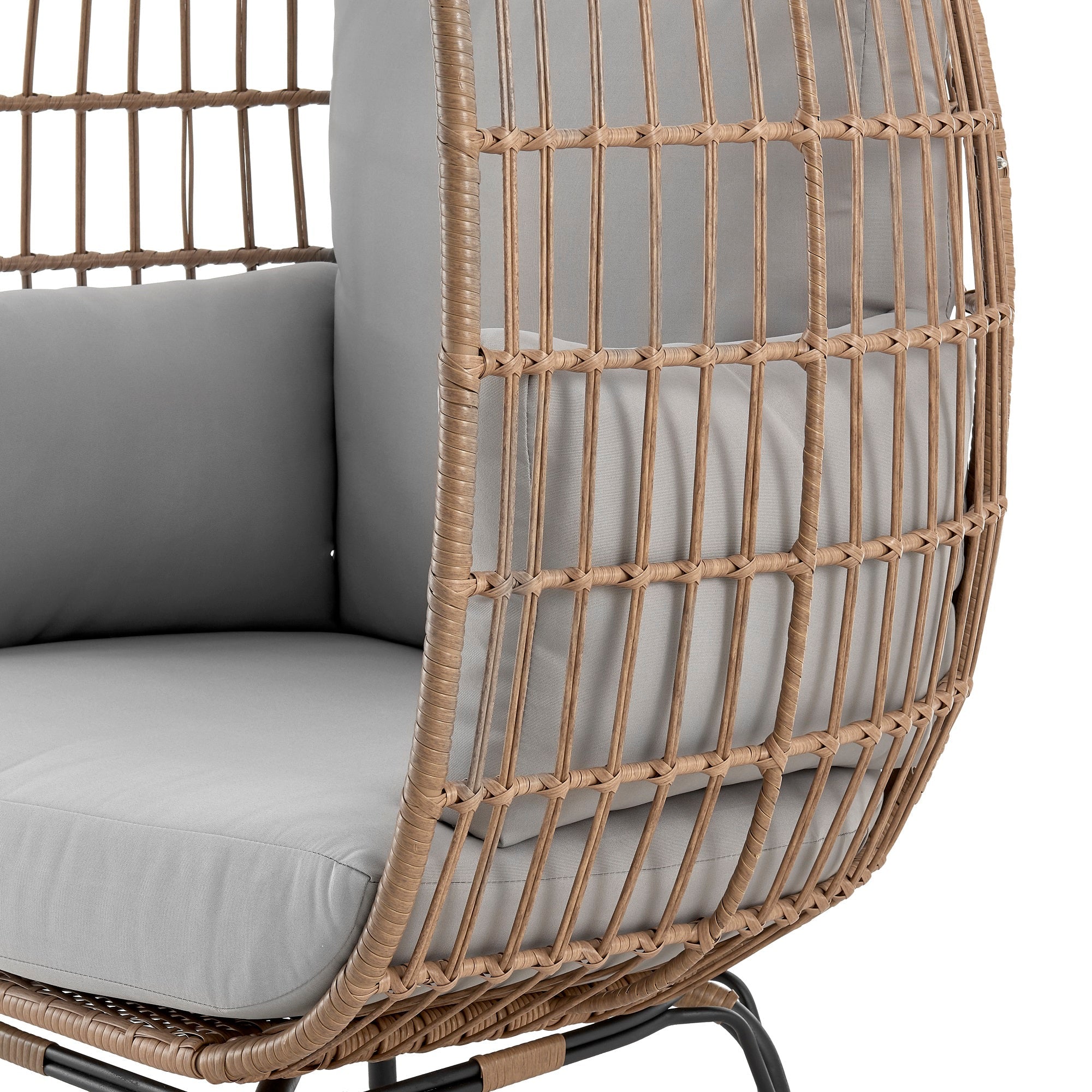 Spezia Patio Freestanding Egg Chair with Grey Cushions - Image 5