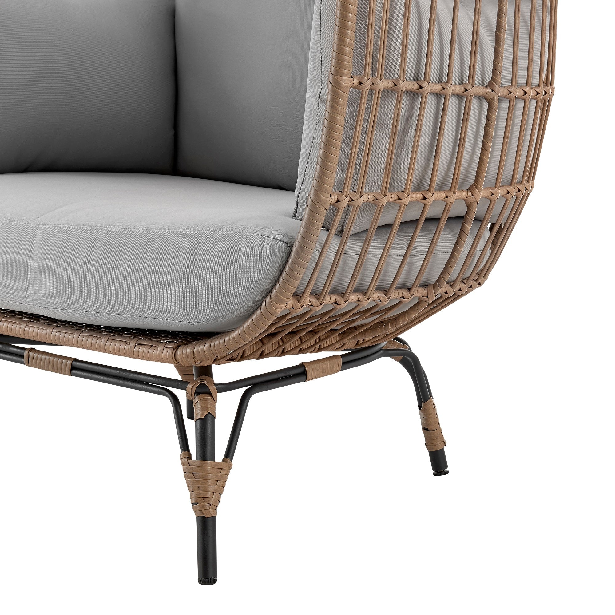 Spezia Patio Freestanding Egg Chair with Grey Cushions - Image 7