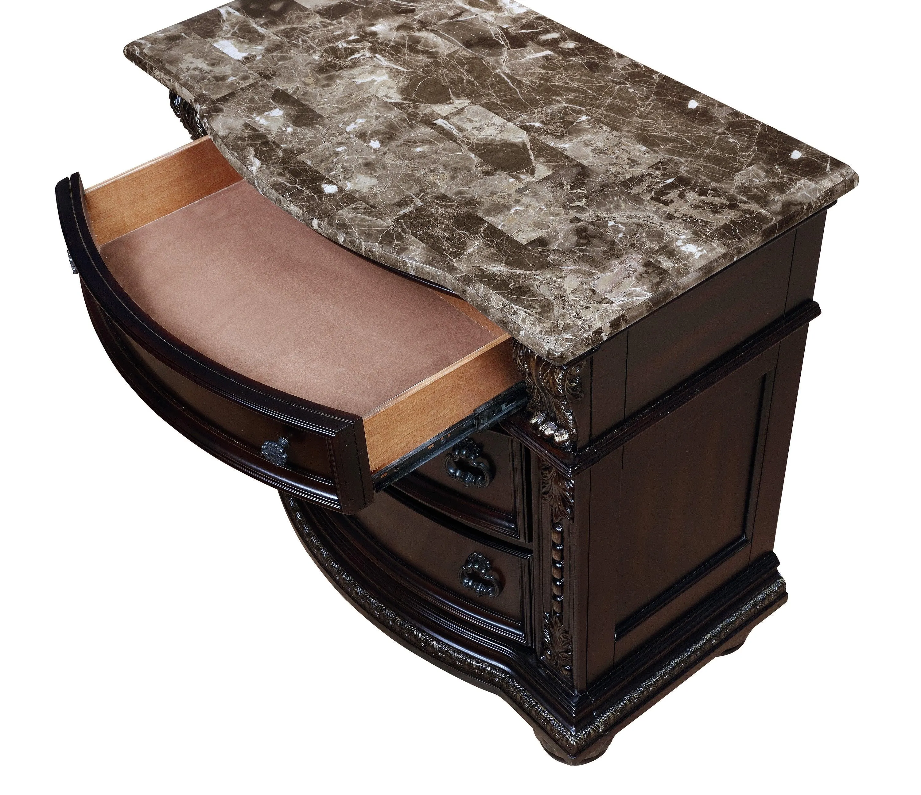 Stanley Cherry Brown Nightstand with Marble Top - Image 3